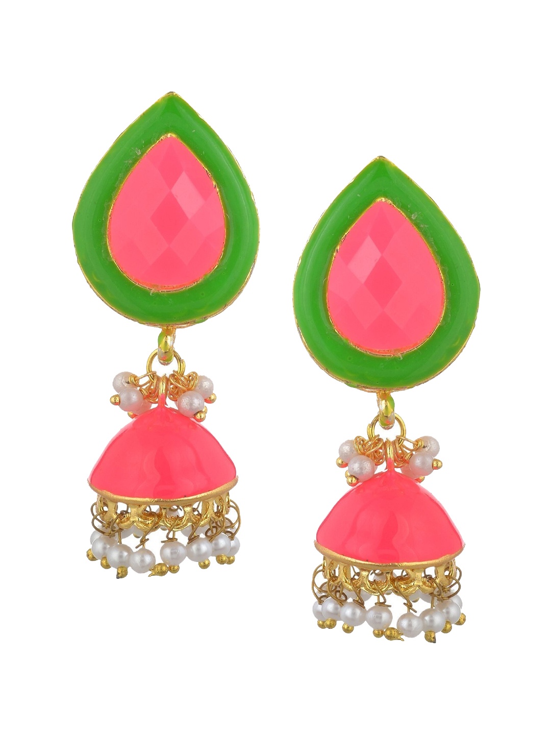 

Kshitij Jewels Multicoloured Teardrop Shaped Jhumkas Earrings, Multi