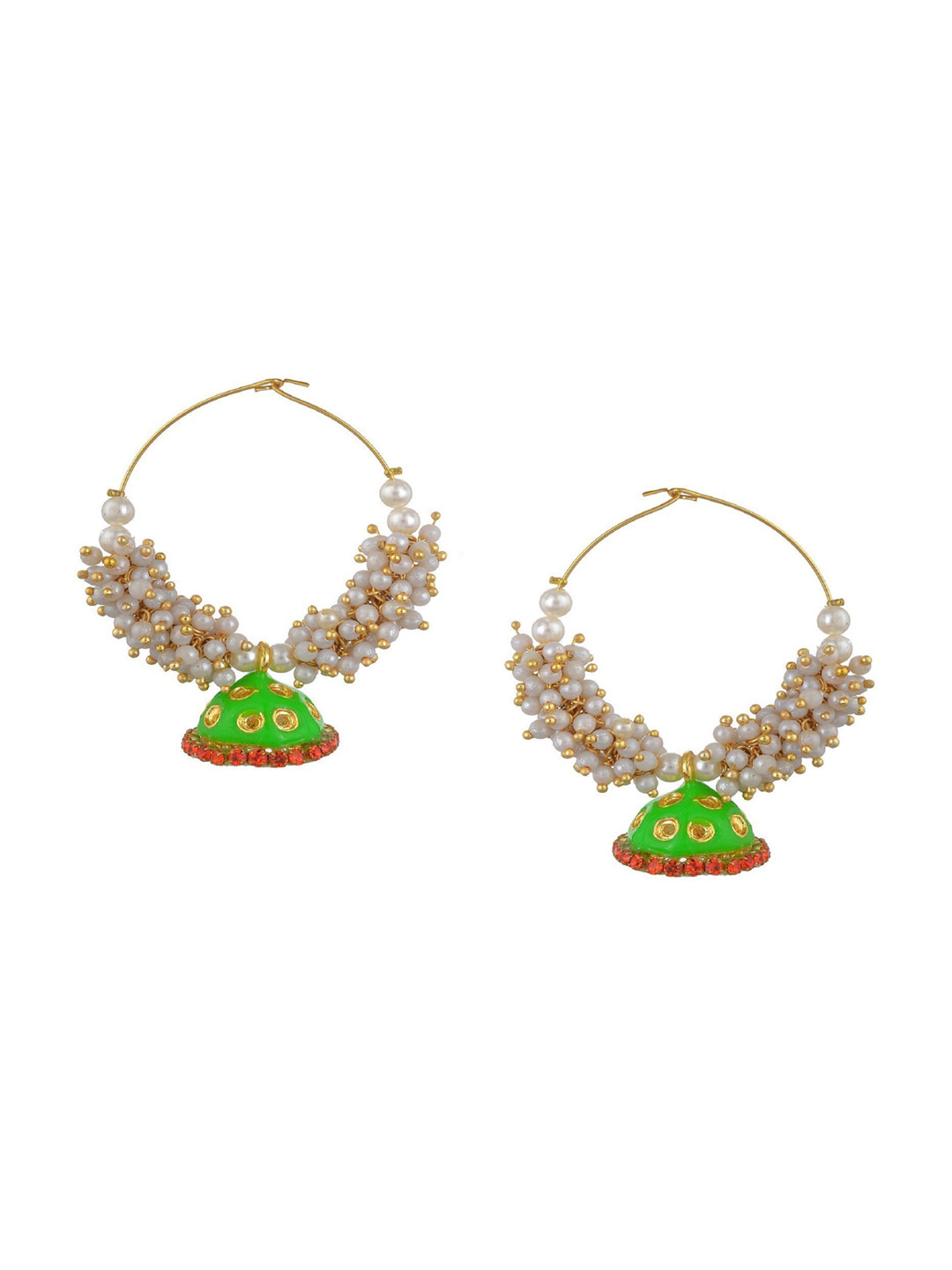 

Kshitij Jewels Green & White Gold-Plated Contemporary Drop Earrings
