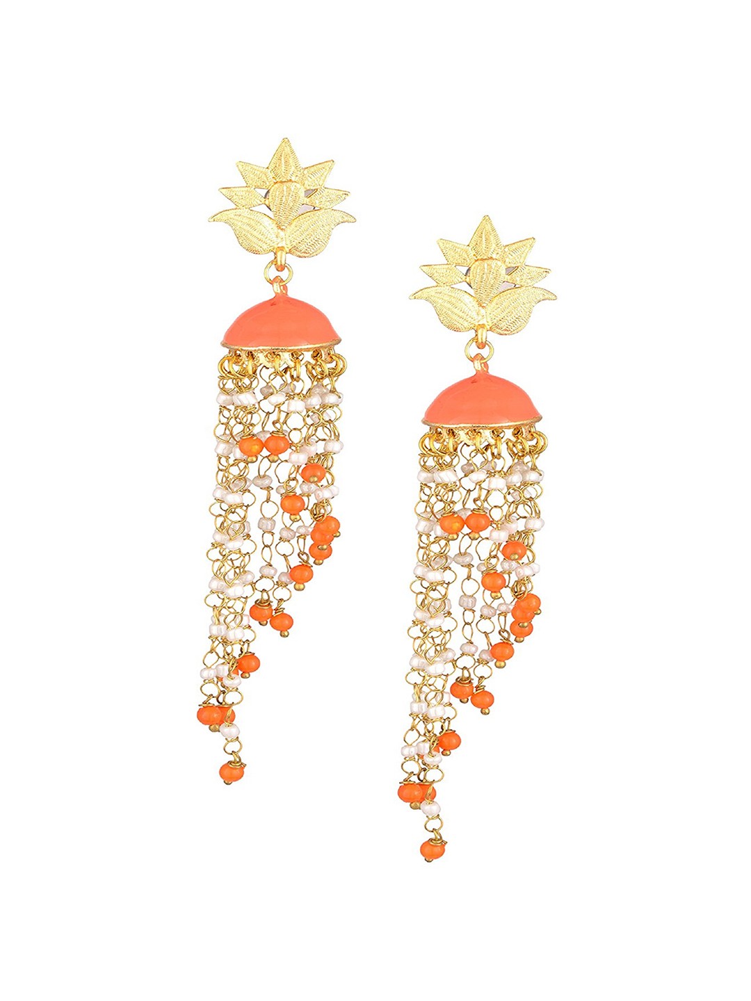 

Kshitij Jewels Gold-Plated Orange Contemporary Drop Earrings