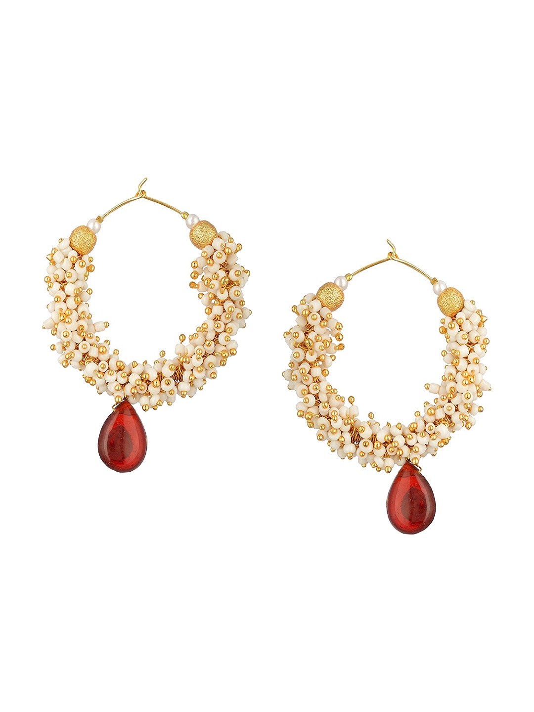 

Kshitij Jewels Maroon & Gold-Toned Circular Hoop Earrings