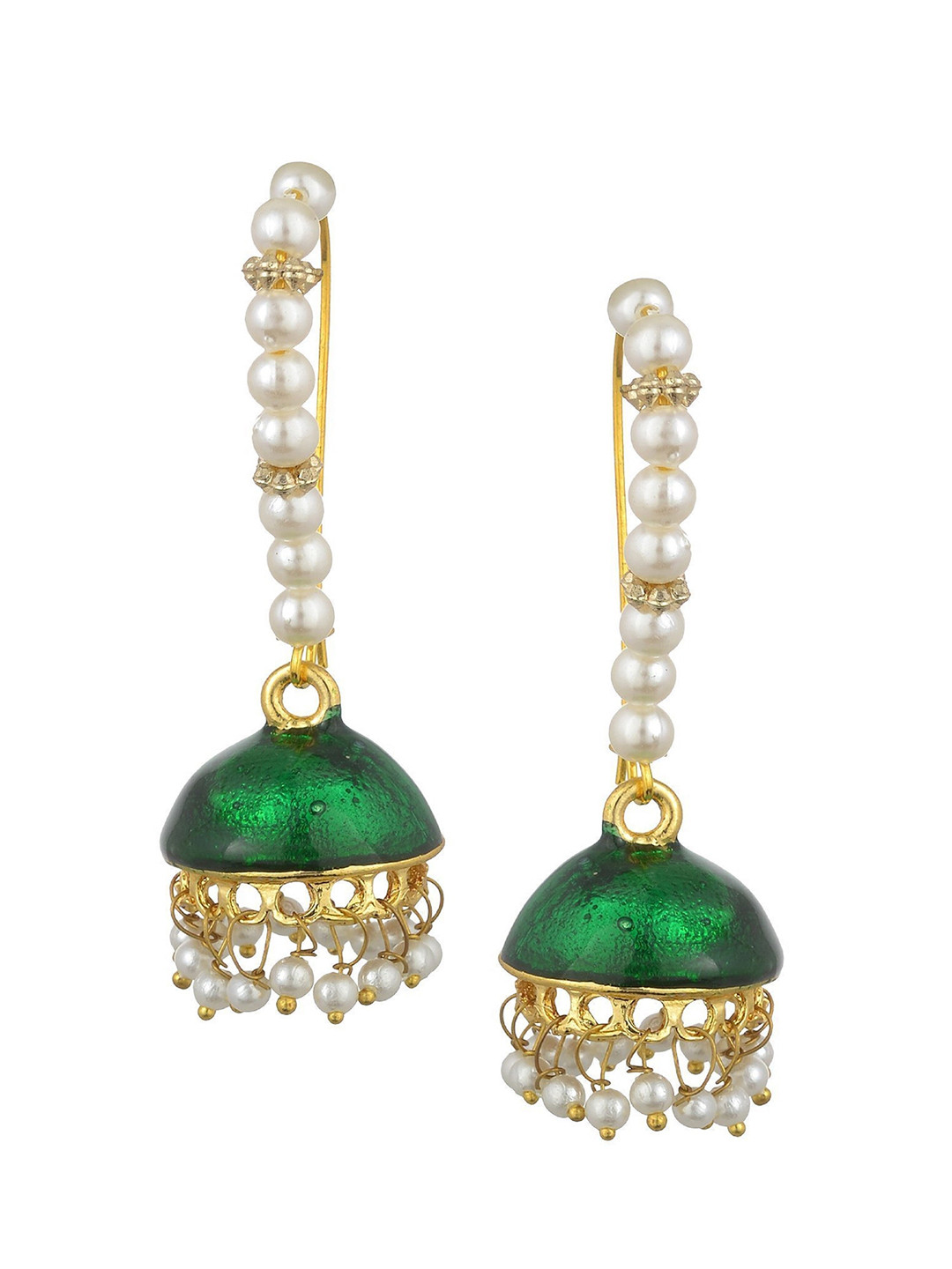 

Kshitij Jewels Women Green Contemporary Jhumkas Earrings