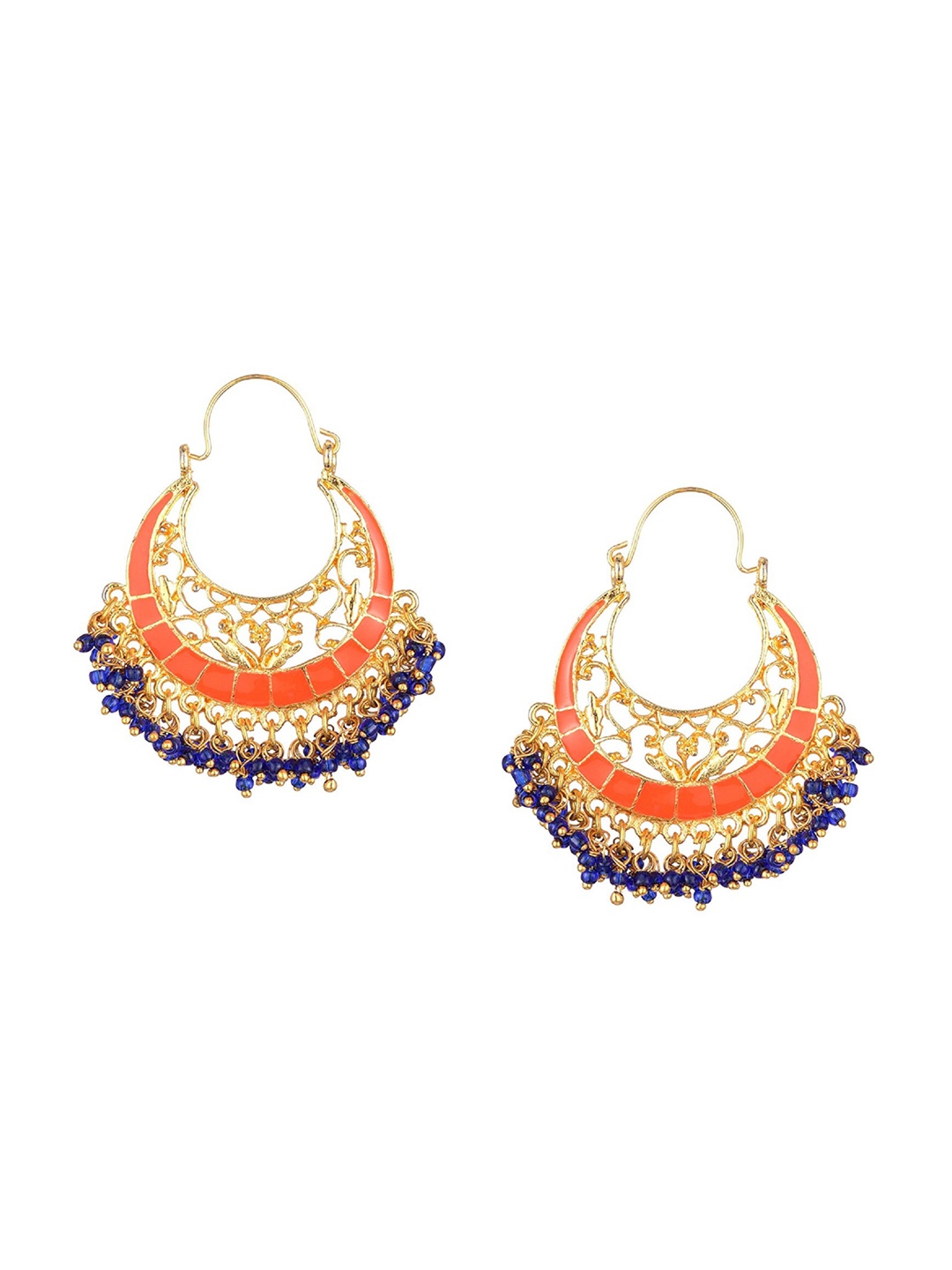 

Kshitij Jewels Women Gold-Toned & Orange Contemporary Chandbalis Earrings