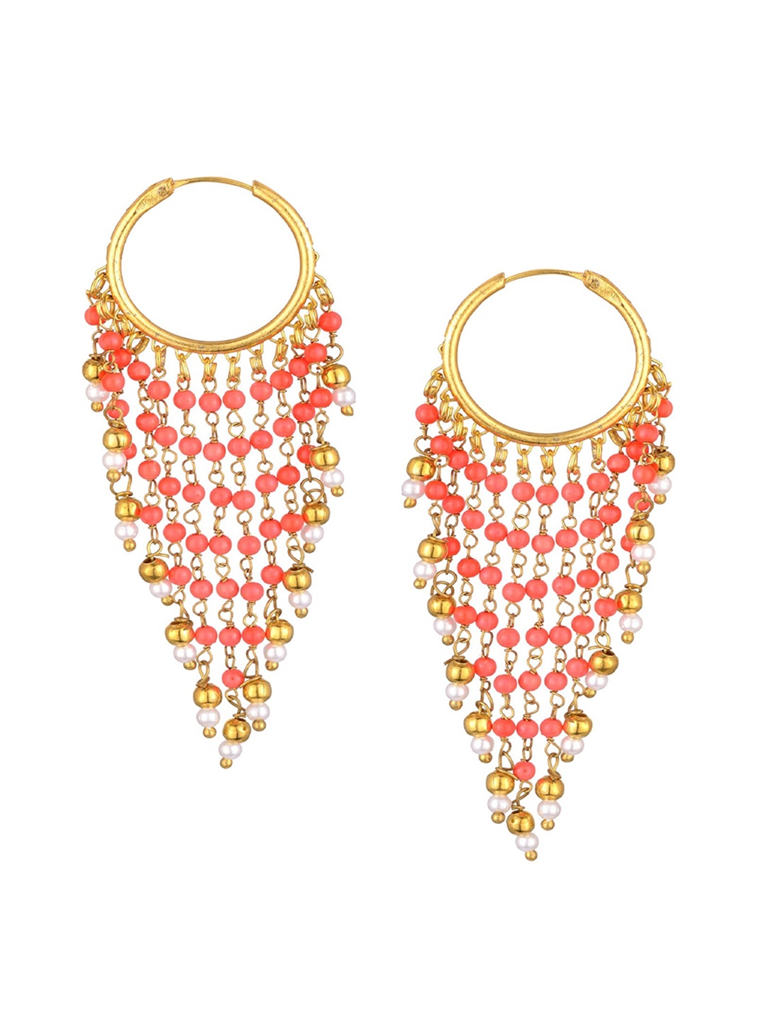 

Kshitij Jewels Gold-Toned & Pink Contemporary Drop Earrings