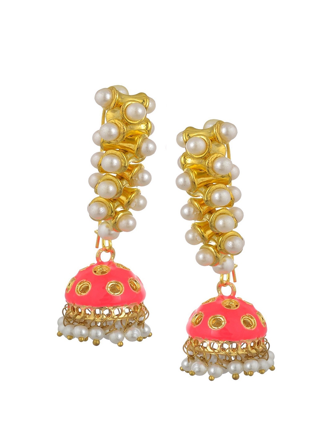 

Kshitij Jewels Women Gold-Plated Pink Contemporary Jhumkas Earrings