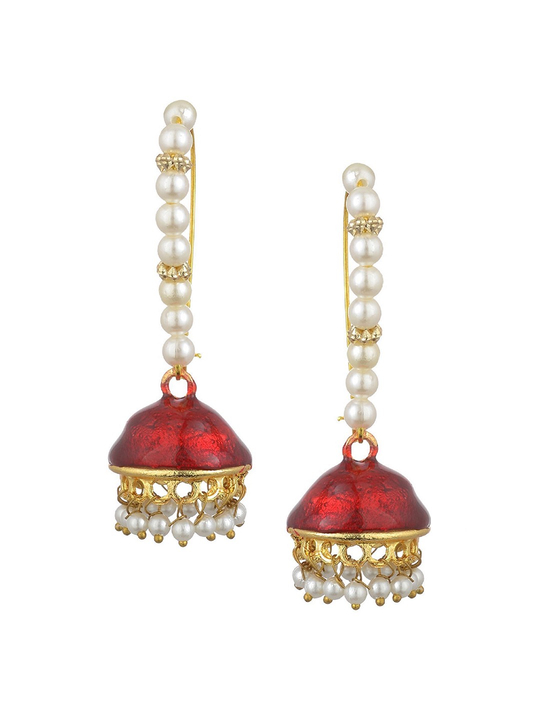

Kshitij Jewels Maroon Contemporary Jhumkas Earrings
