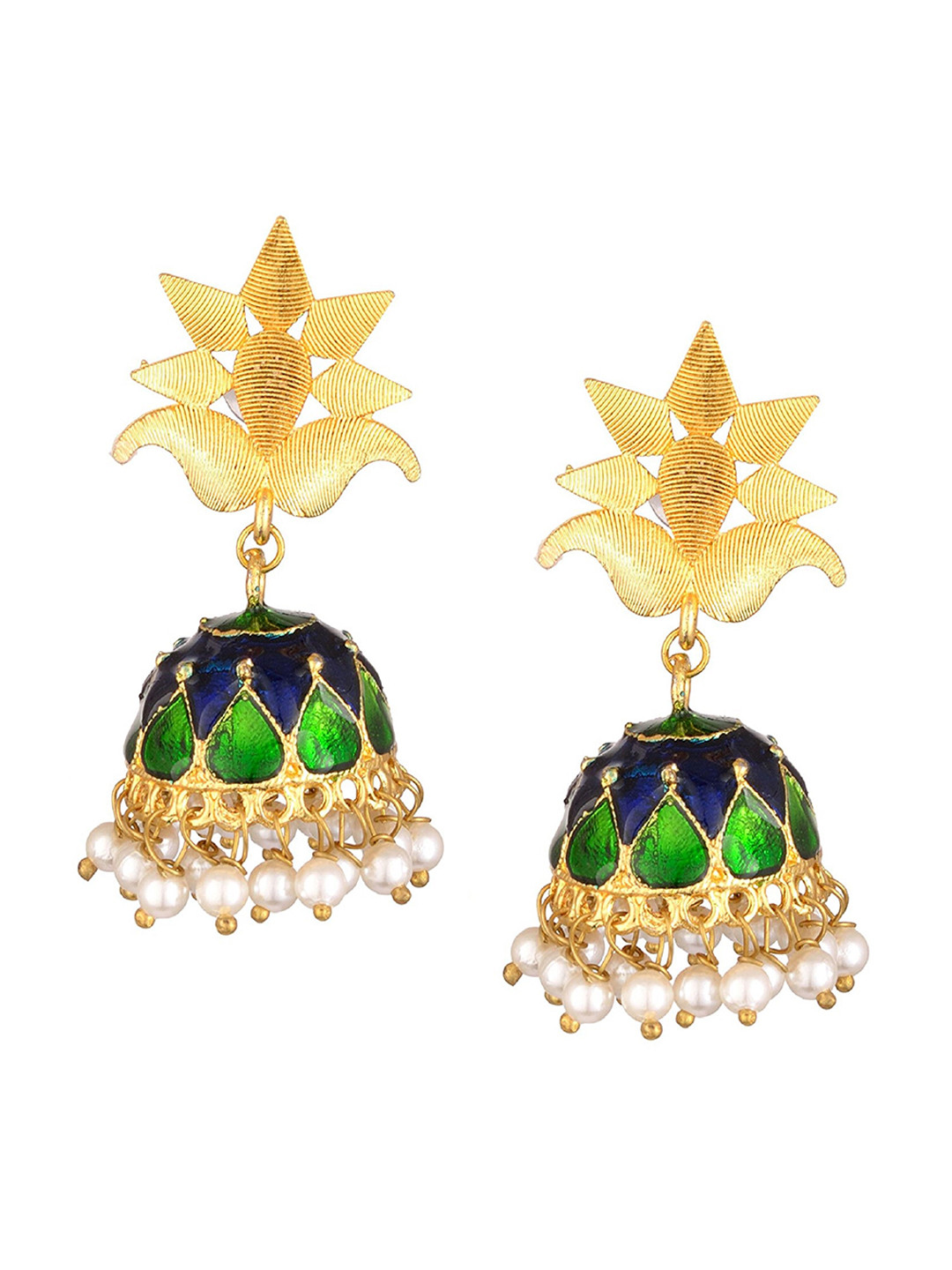 

Kshitij Jewels Green Contemporary Jhumkas Earrings