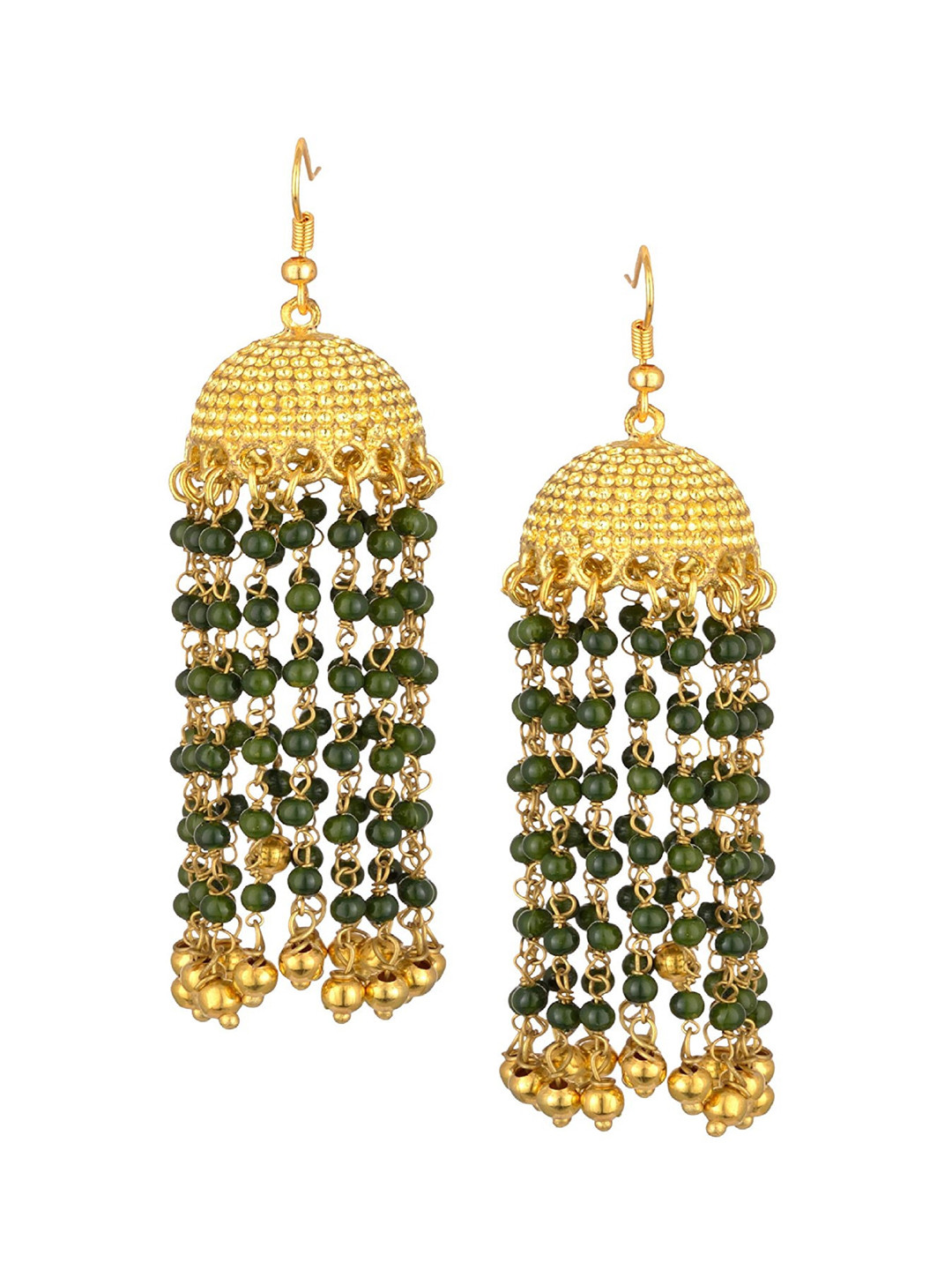 

Kshitij Jewels Green Contemporary Jhumkas Earrings