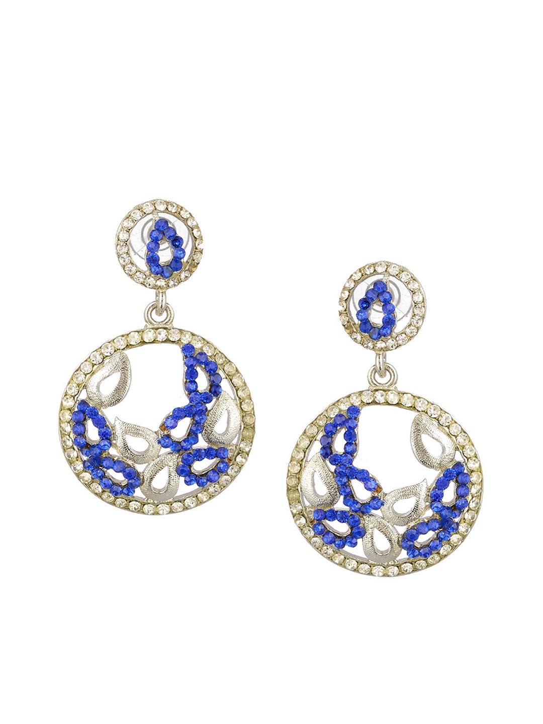 

Kshitij Jewels Blue & Silver-Plated Contemporary Drop Earrings