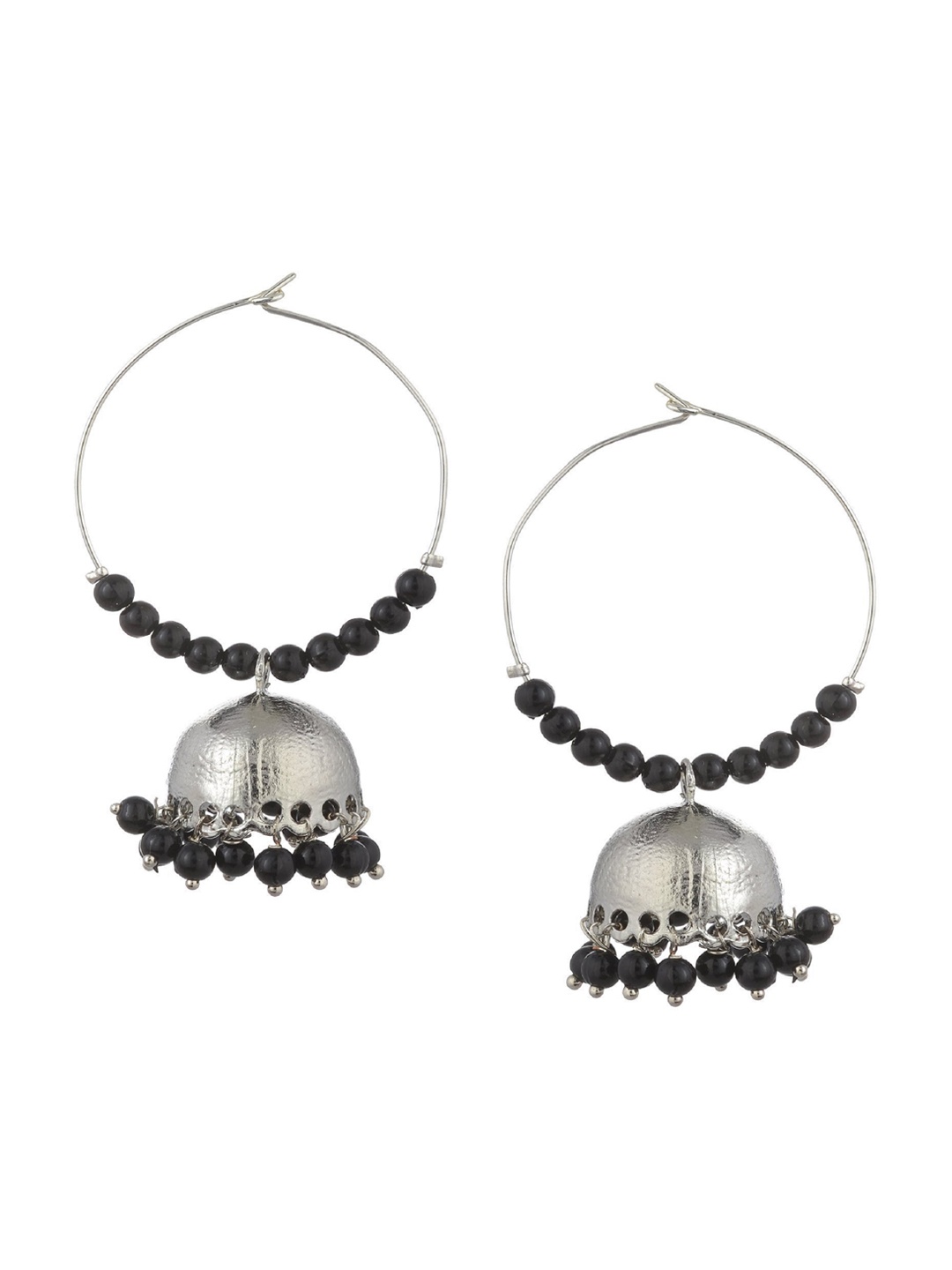 

Kshitij Jewels Silver-Plated Black Dome Shaped Jhumkas Earrings