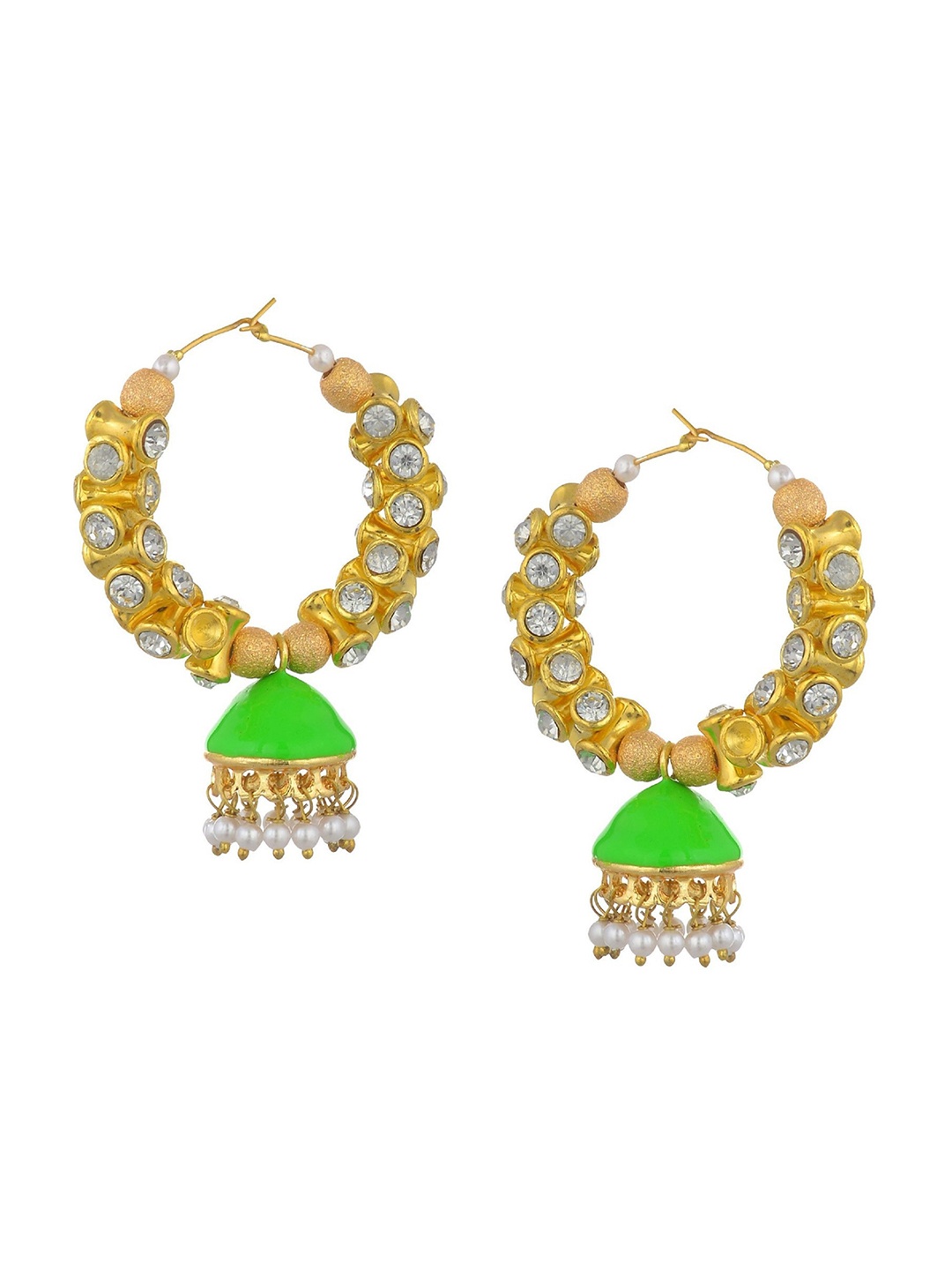

Kshitij Jewels Green Contemporary Jhumkas Earrings