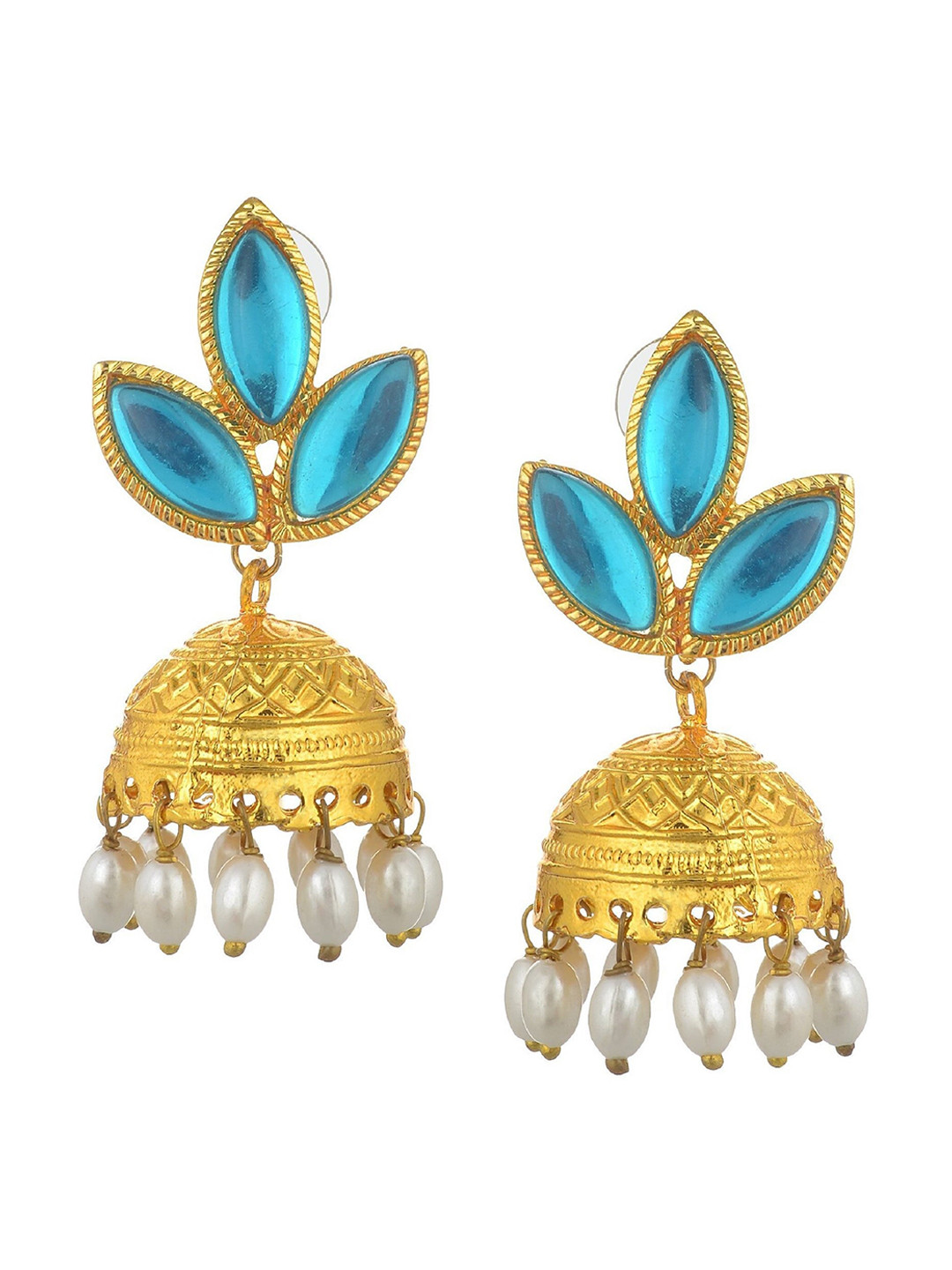 

Kshitij Jewels Blue & Yellow Contemporary Jhumkas Earrings