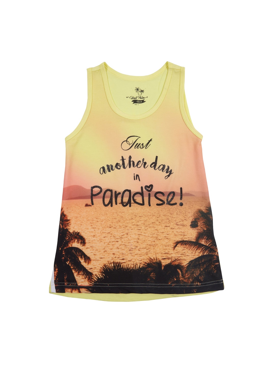 

Palm Tree Girls Yellow Printed Top