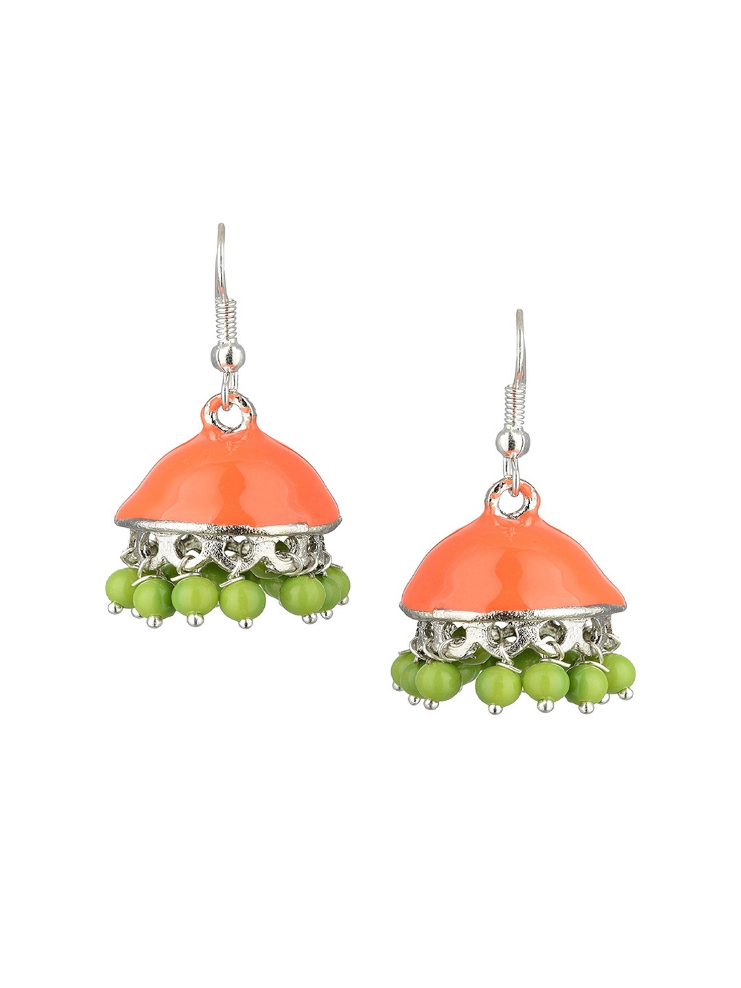 

Kshitij Jewels Silver-Toned & Orange Contemporary Drop Earrings