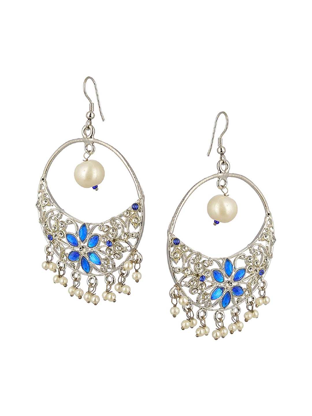 

Kshitij Jewels Blue & Silver-Toned Contemporary Drop Earrings