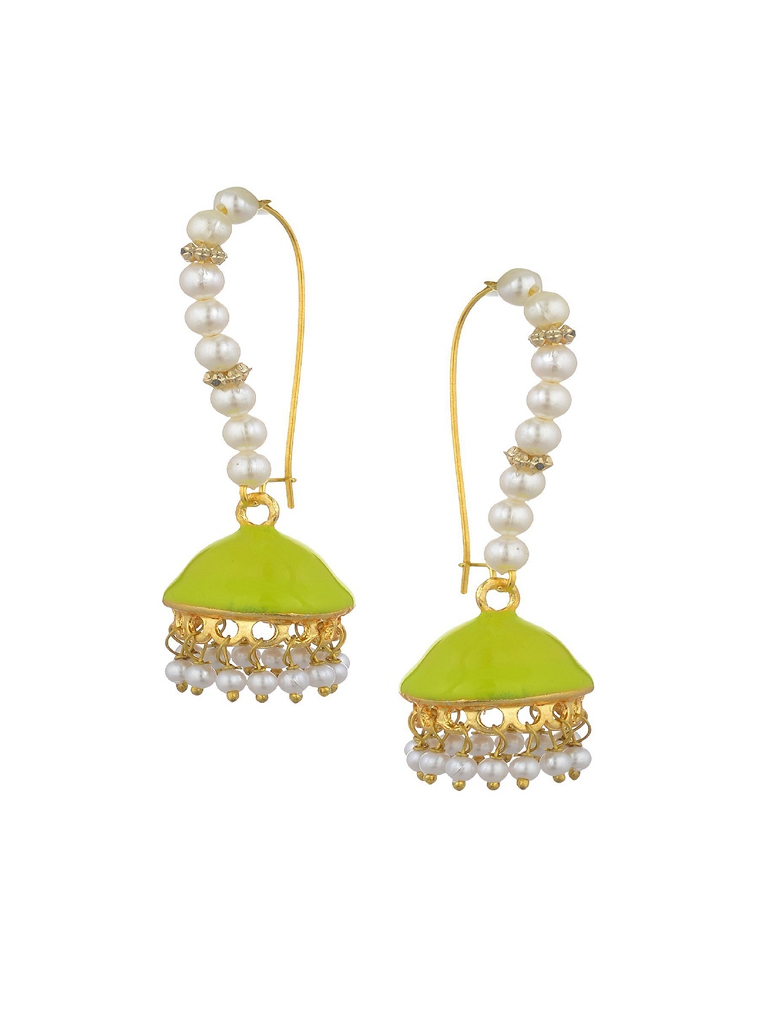 

Kshitij Jewels Green Contemporary Jhumkas Earrings