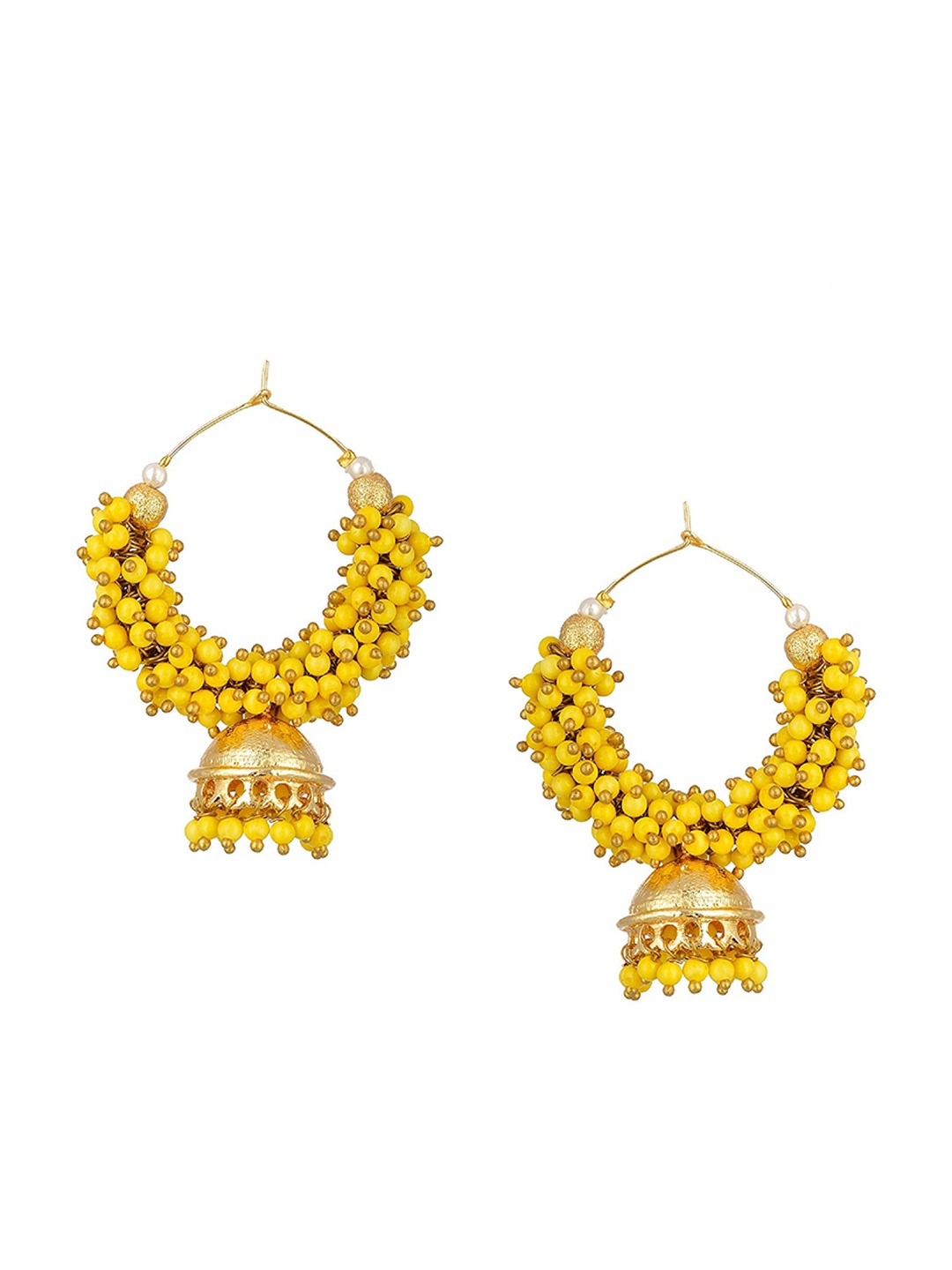 

Kshitij Jewels Gold-Toned & Yellow Contemporary Jhumkas Earrings