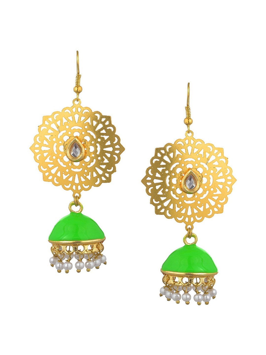 

Kshitij Jewels Women Gold-Plated Green Contemporary Drop Earrings