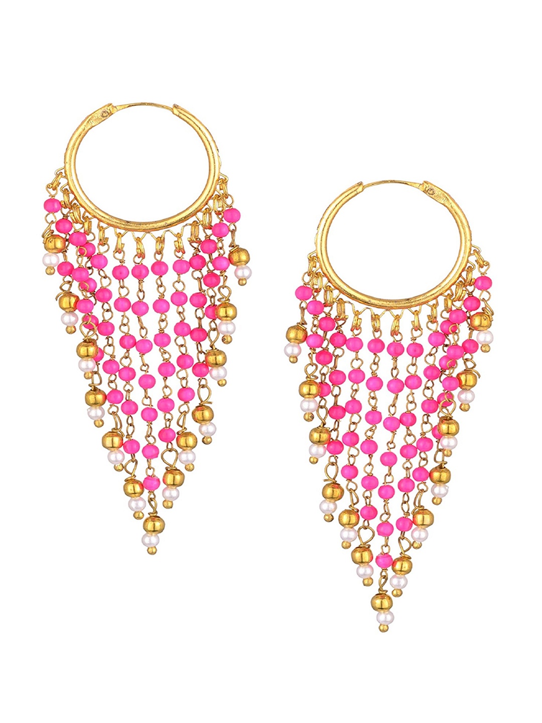 

Kshitij Jewels Women Pink & Gold-Toned Contemporary Drop Earrings