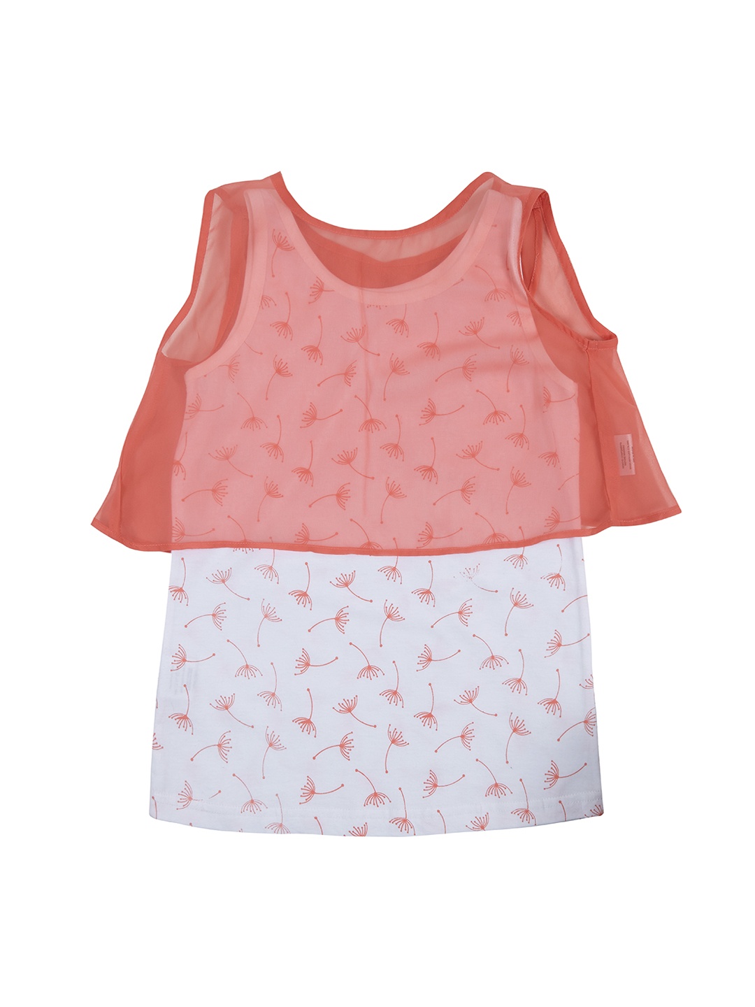 

Palm Tree Girls White Printed Layered Pure Cotton Top