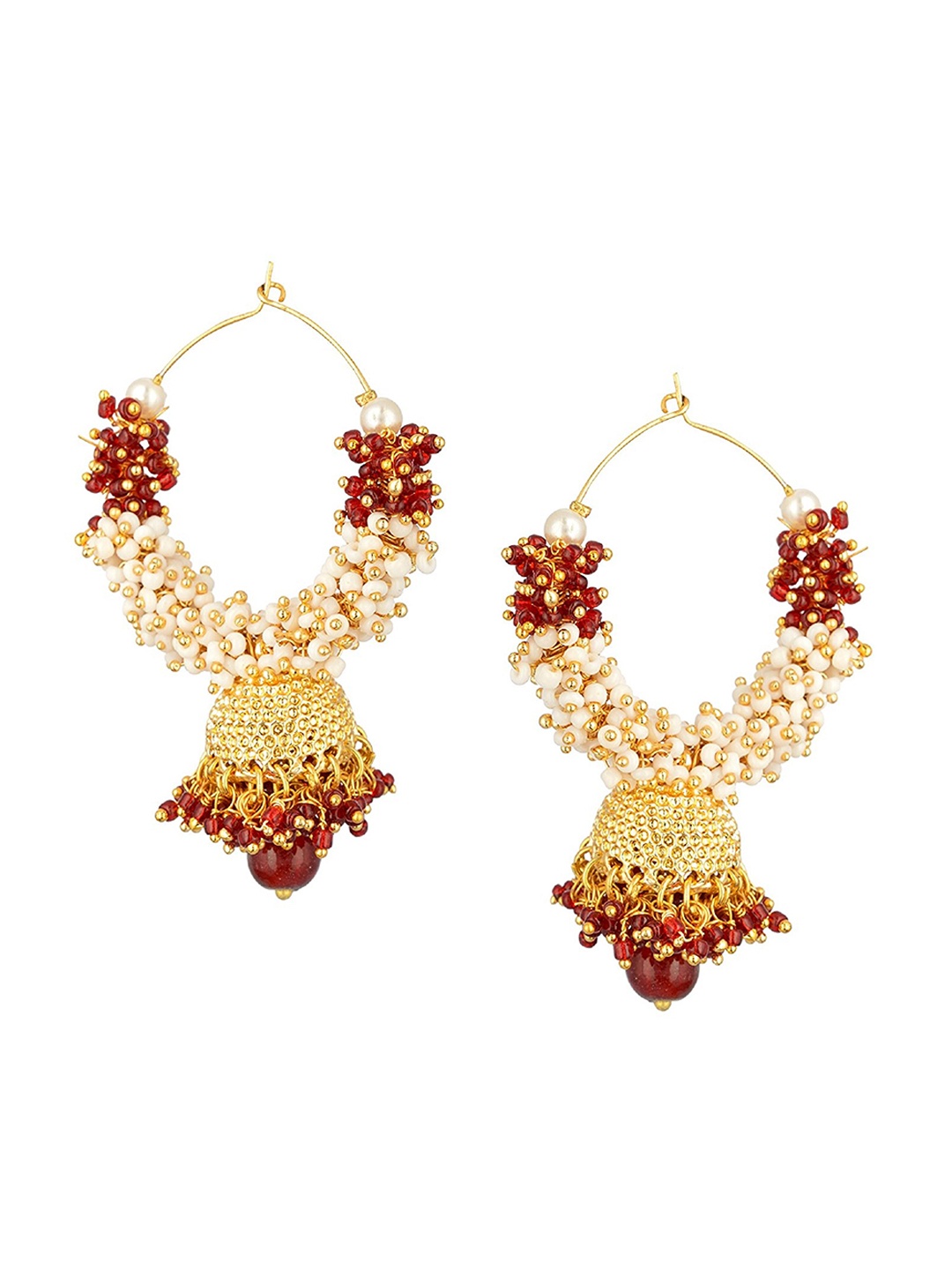

Kshitij Jewels Red Gold-Plated Classic Jhumkas Earrings