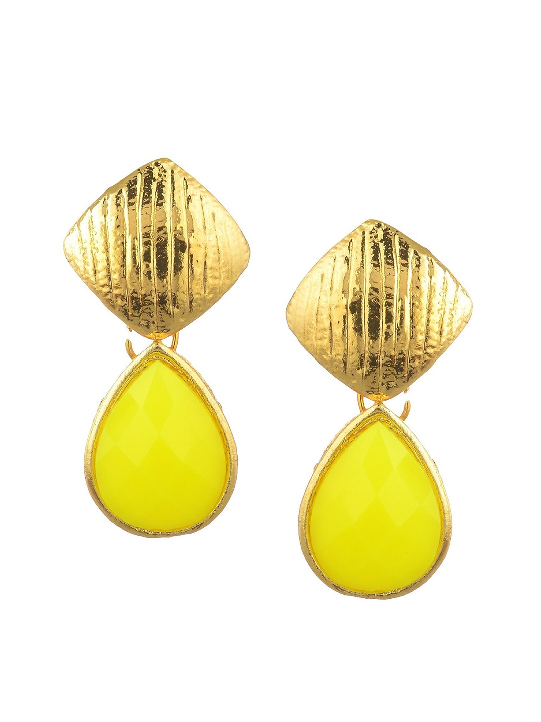 

Kshitij Jewels Gold-Plated Yellow Contemporary Drop Earrings