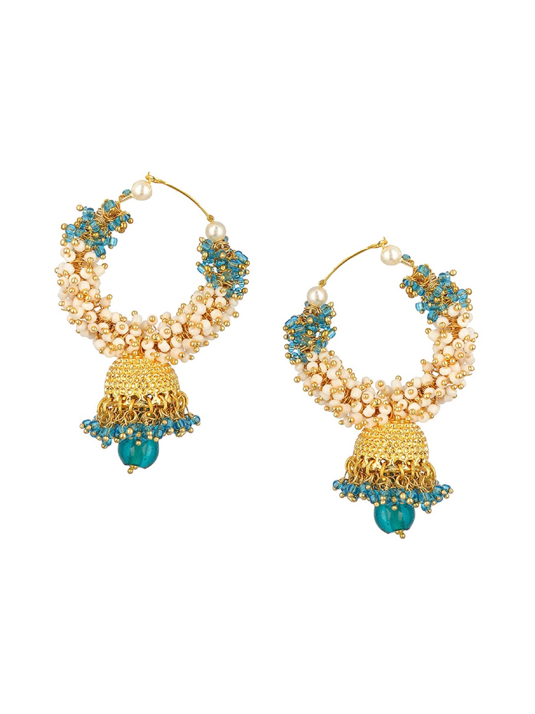 

Kshitij Jewels Blue Gold-Plated Contemporary Hoop Earrings