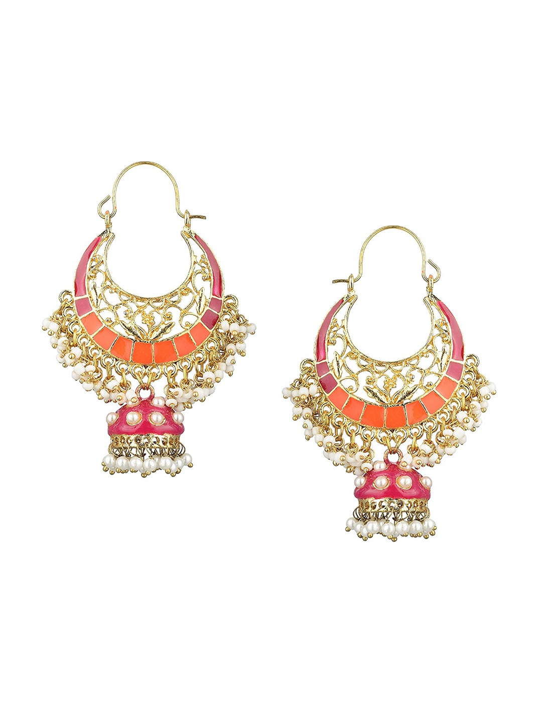 

Kshitij Jewels Gold-Toned & Fluorescent Green Contemporary Jhumkas Earrings