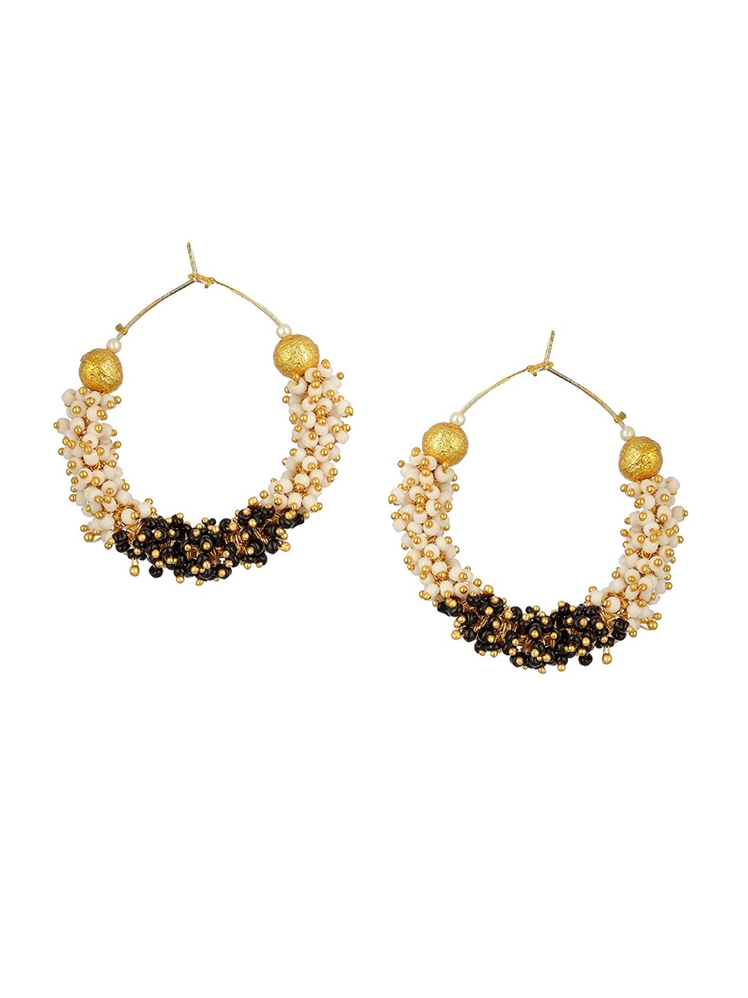 

Kshitij Jewels Gold-Toned & White Contemporary Hoop Earrings