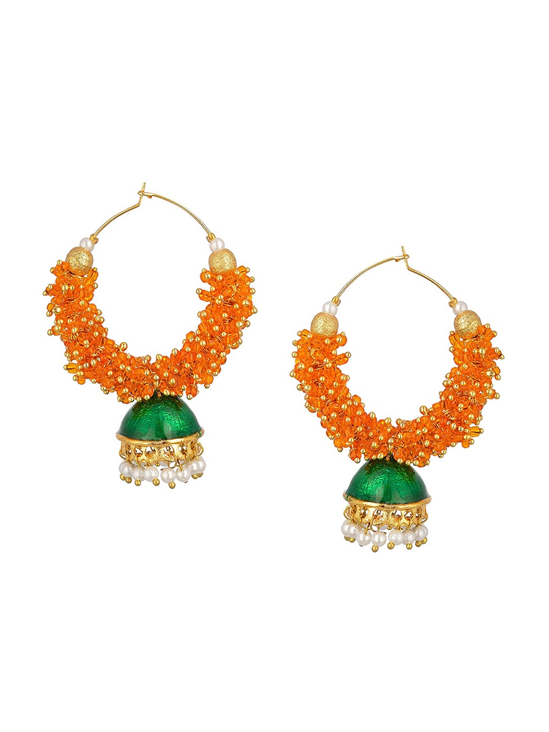 

Kshitij Jewels Orange Contemporary Jhumkas Earrings