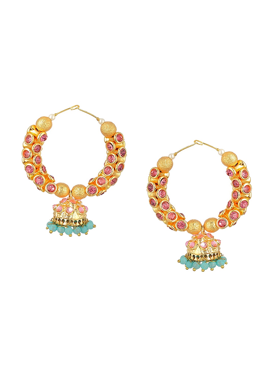 

Kshitij Jewels Gold-Toned & Blue Dome Shaped Jhumkas Earrings