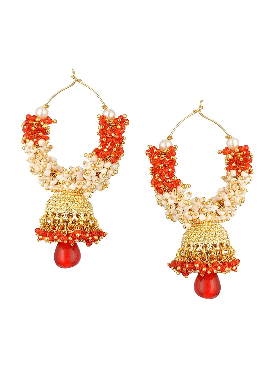 

Kshitij Jewels Orange & Gold-Plated Classic Jhumkas Earrings