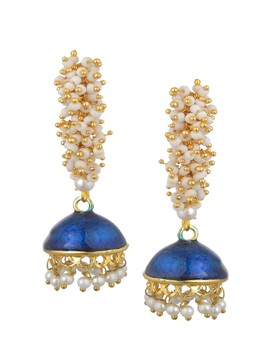 

Kshitij Jewels Blue Contemporary Gold-Plated Jhumkas Earrings