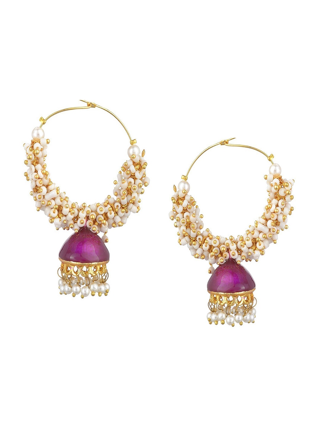 

Kshitij Jewels Purple Gold-Plated Contemporary Jhumkas Earrings