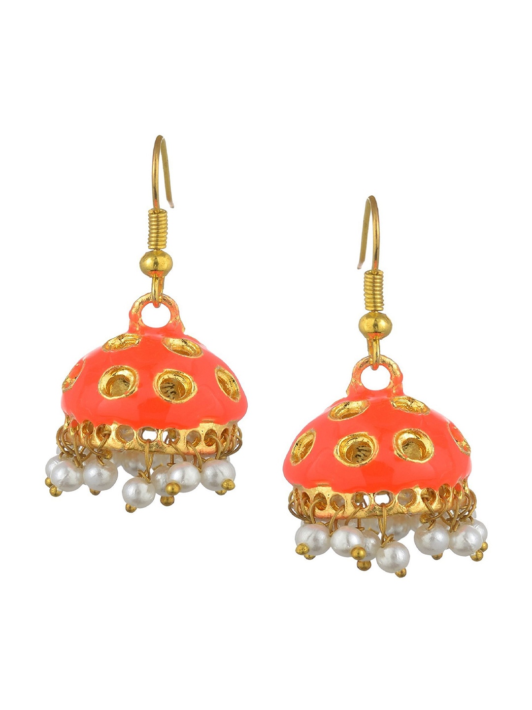 

Kshitij Jewels Orange Contemporary Jhumkas Earrings