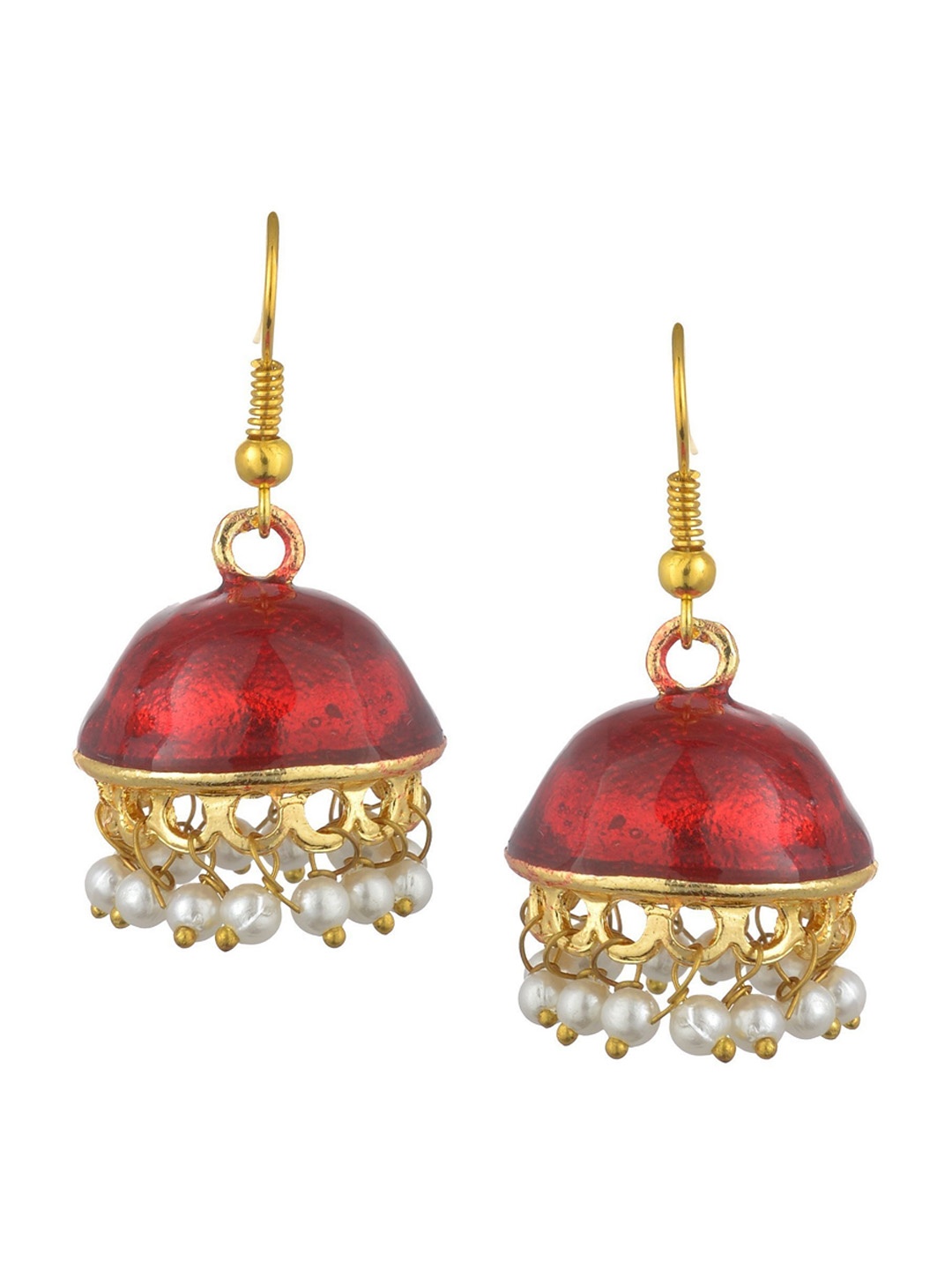 

Kshitij Jewels Maroon Contemporary Jhumkas Earrings