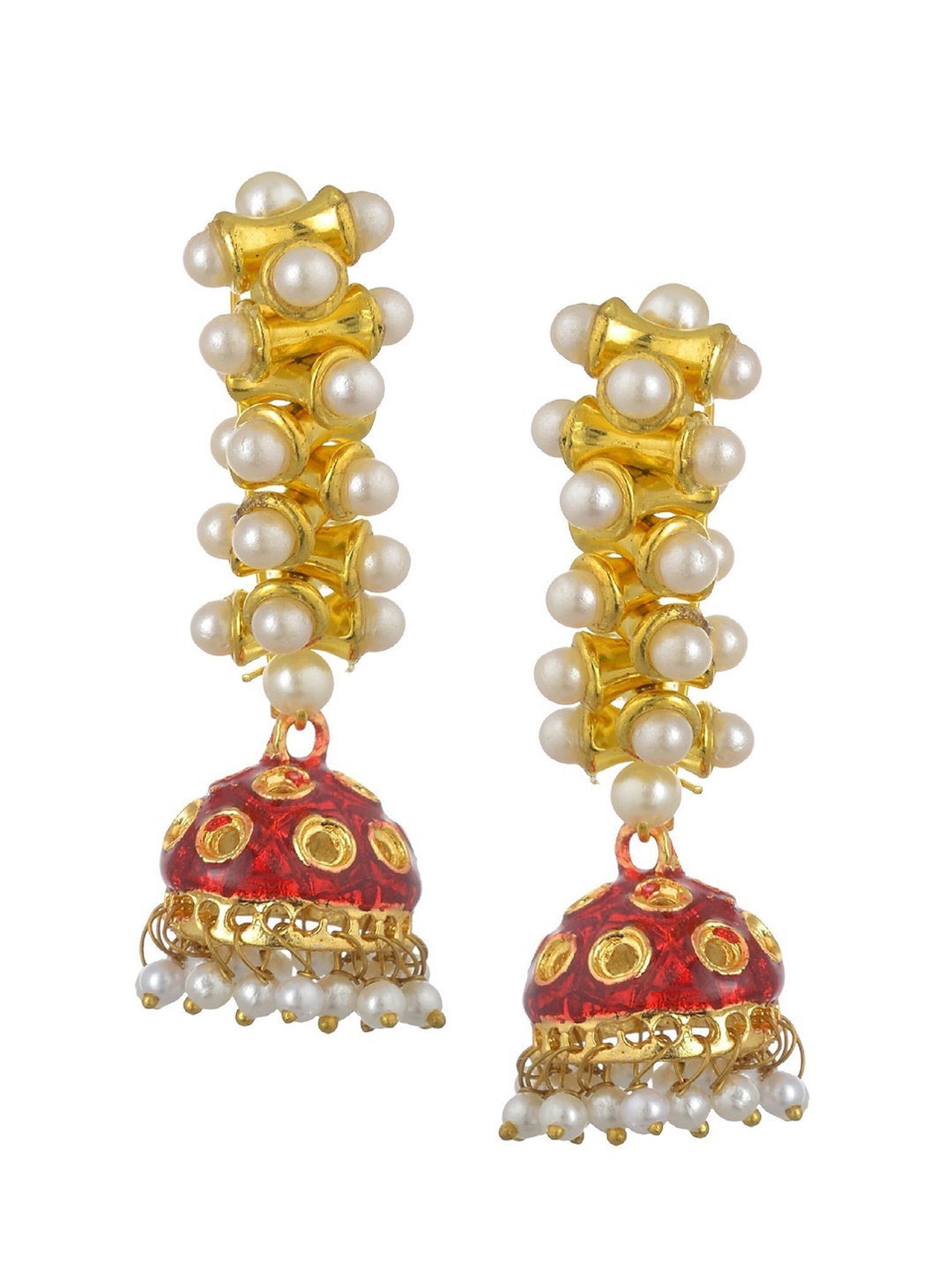 

Kshitij Jewels Maroon Dome Shaped Jhumkas Earrings