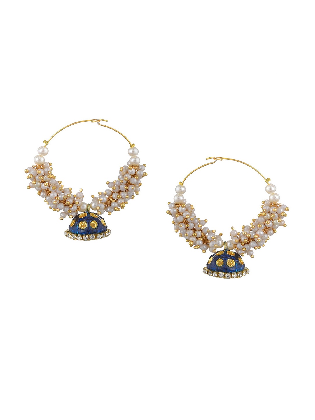 

Kshitij Jewels Gold-Toned & Blue Contemporary Jhumkas Earrings