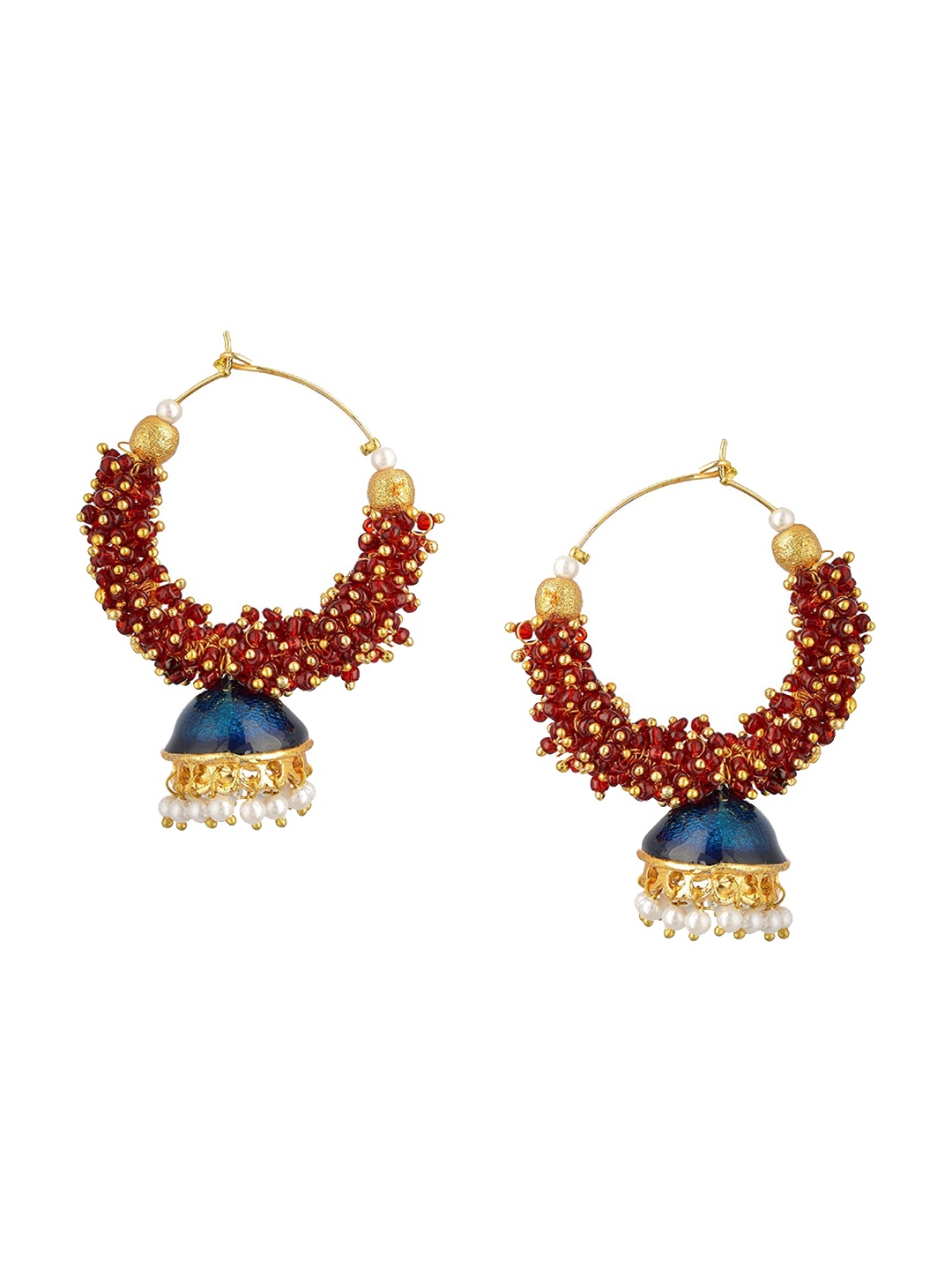 

Kshitij Jewels Red Contemporary Jhumkas Earrings