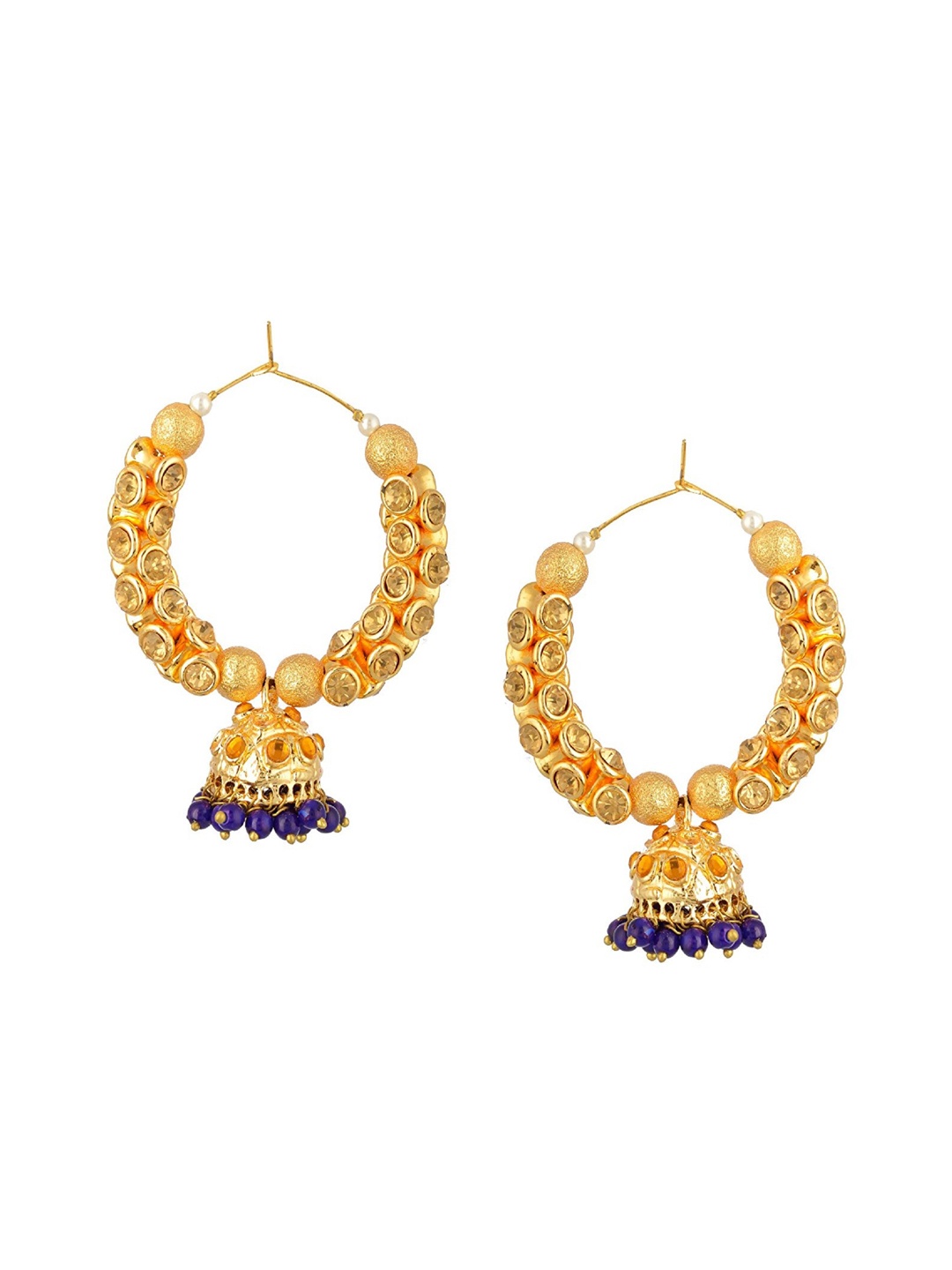

Kshitij Jewels Gold-Toned & Blue Contemporary Jhumkas Earrings