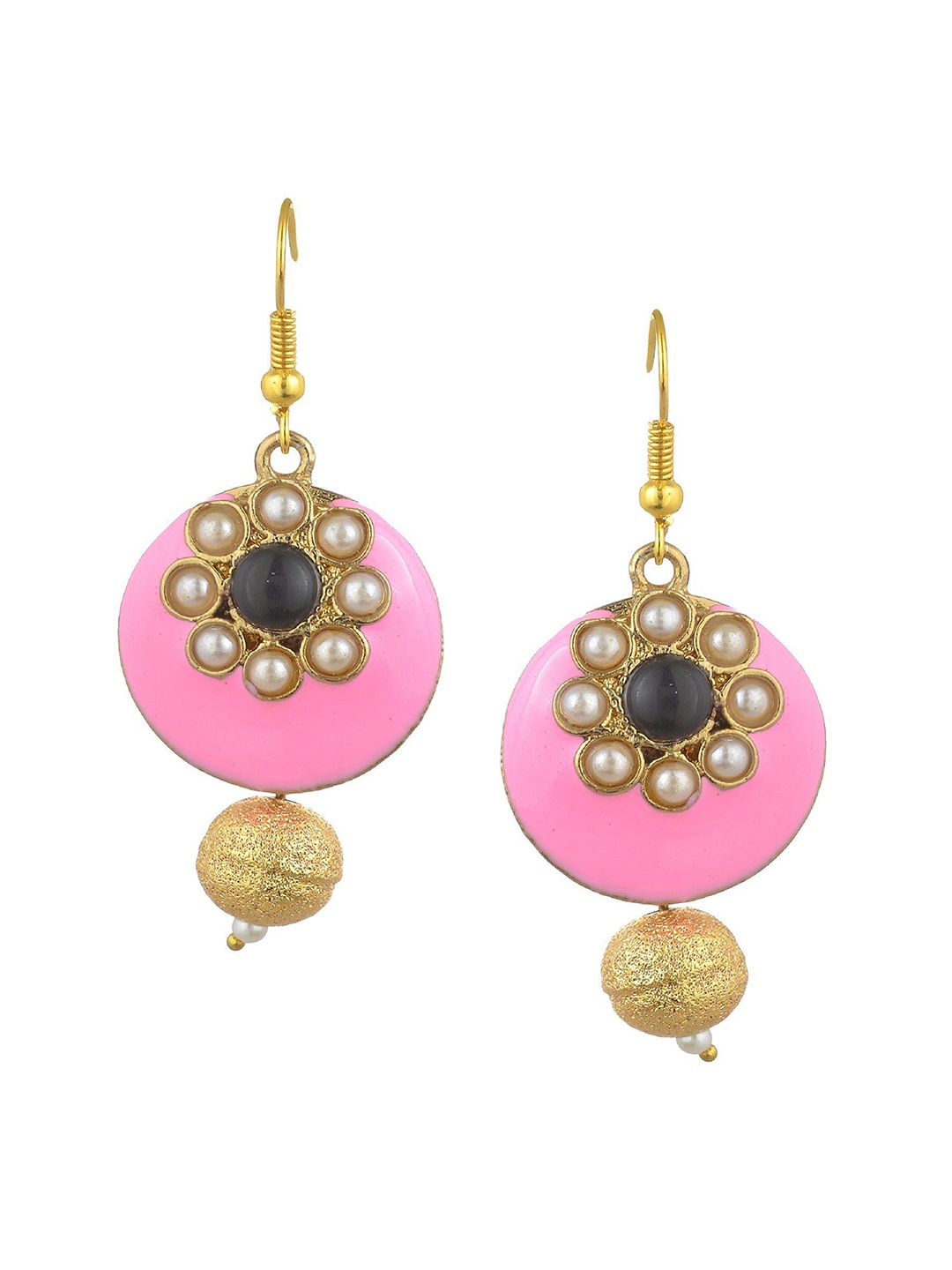 

Kshitij Jewels Women Pink & Gold-Toned Contemporary Drop Earrings