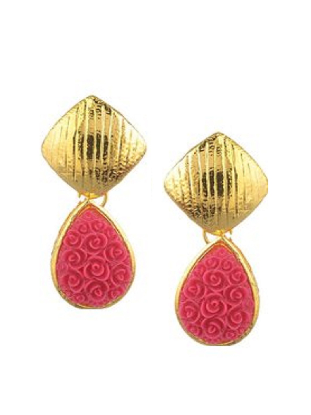

Kshitij Jewels Gold-Plated & Pink Contemporary Drop Earrings