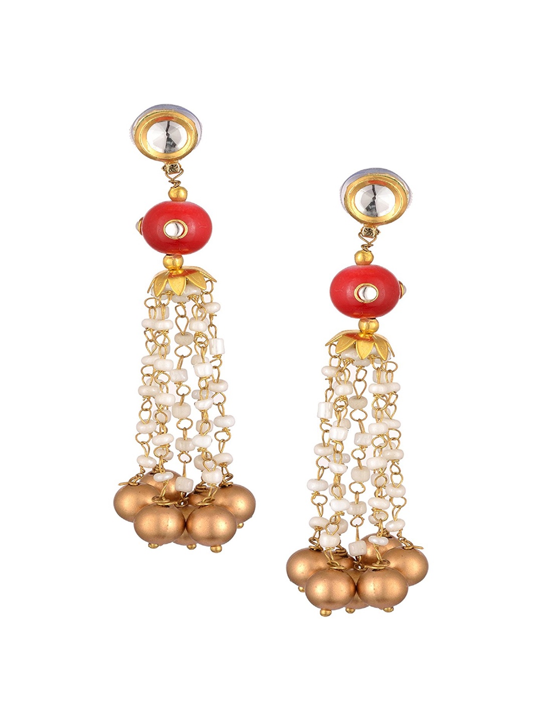 

Kshitij Jewels Gold Plated Red Contemporary Drop Earrings