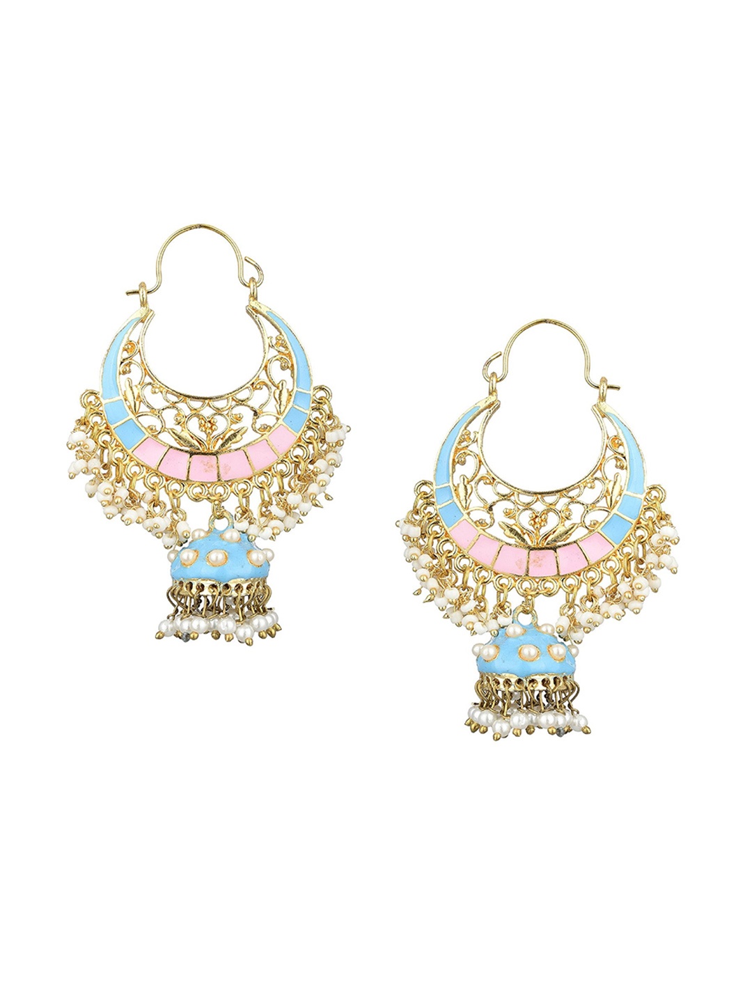 

Kshitij Jewels Gold-Toned & Blue Contemporary Jhumkas Earrings