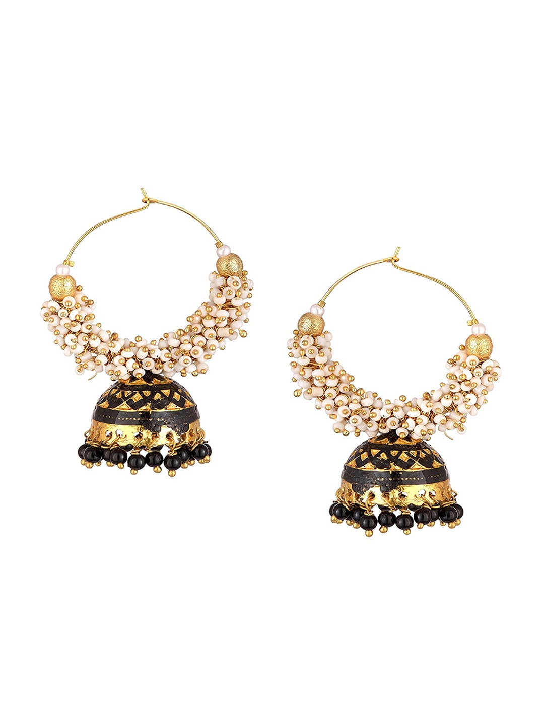 

Kshitij Jewels Black & Gold-Plated Contemporary Jhumkas Earrings
