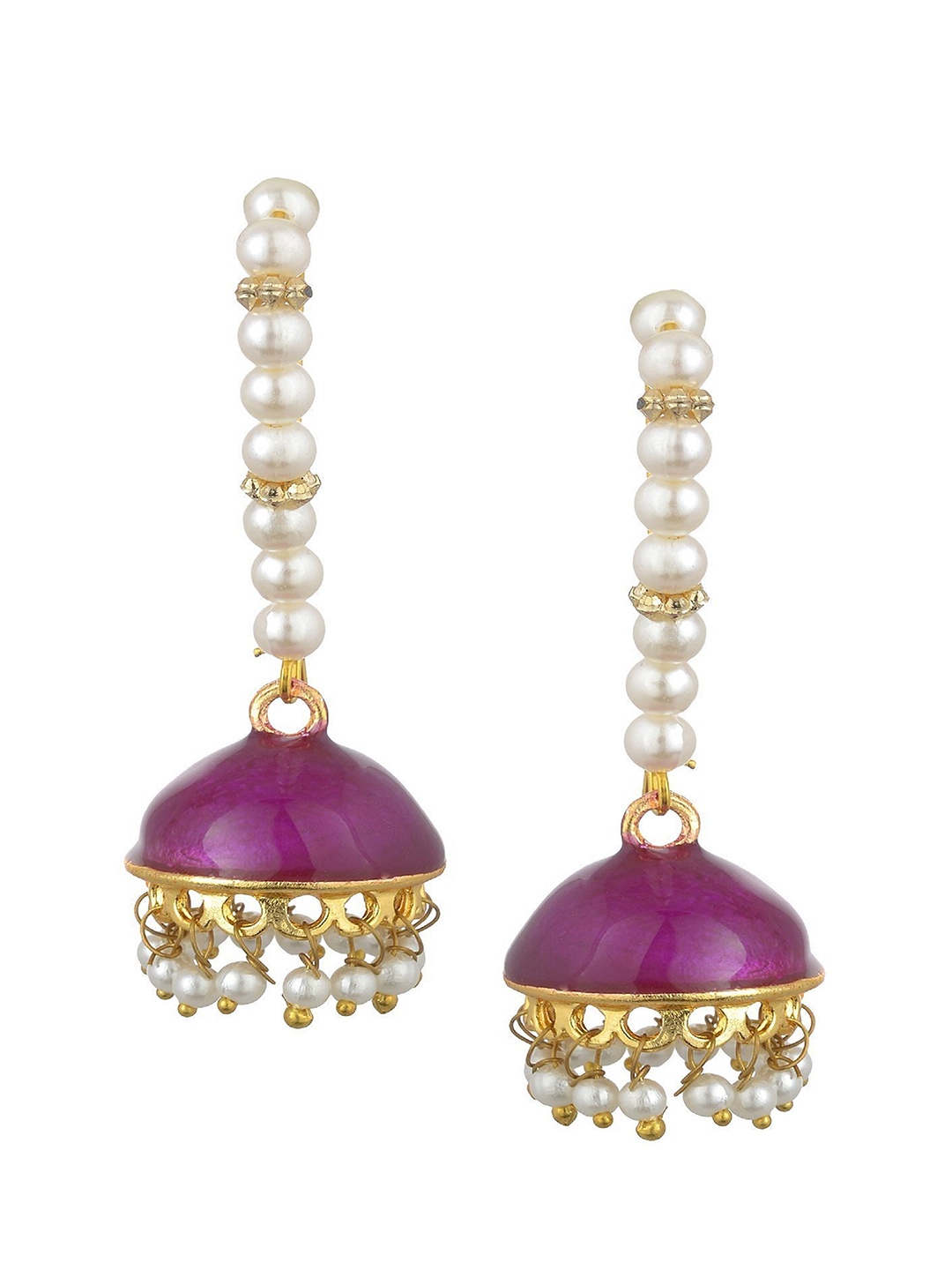 

Kshitij Jewels Purple & Gold Plated Contemporary Jhumkas Earrings