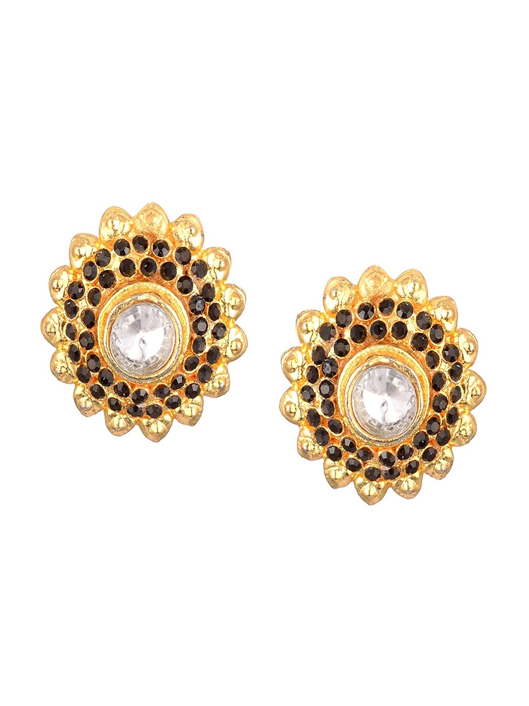 

Kshitij Jewels Gold-Plated Black Circular Studs Earrings