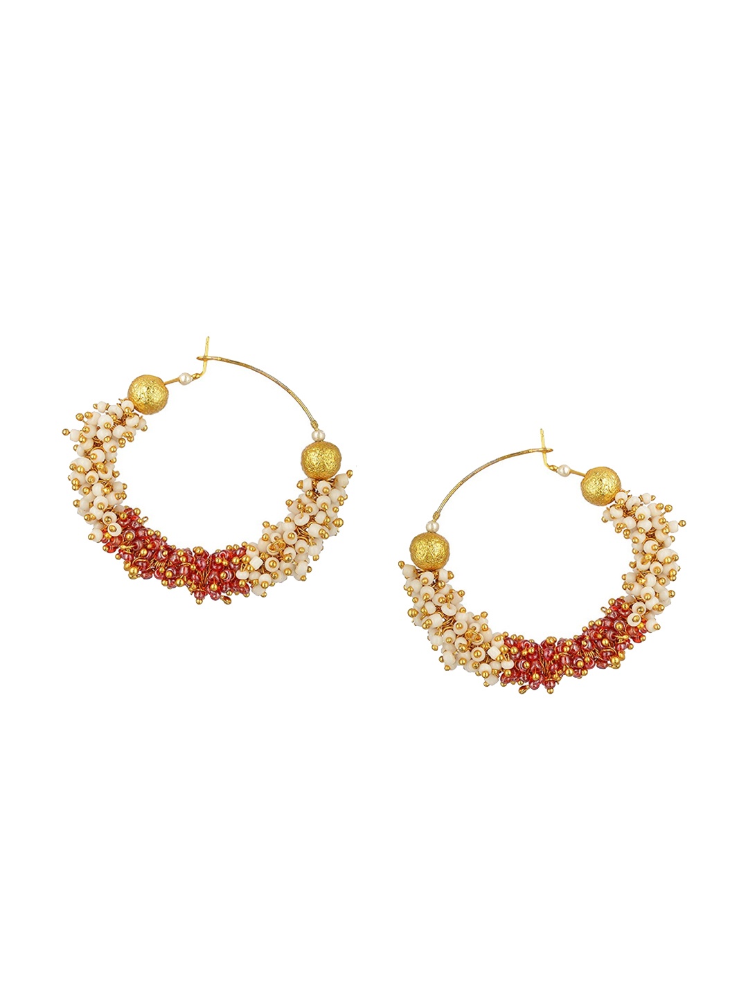 

Kshitij Jewels Red Gold-Plated Contemporary Hoop Earrings