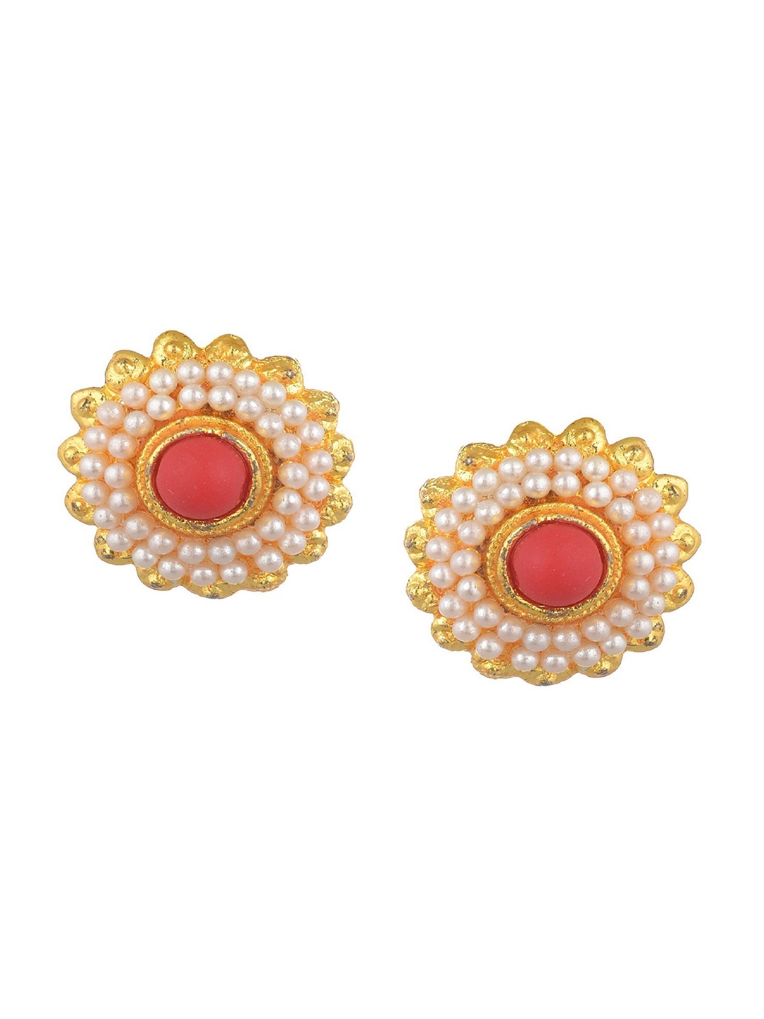 

Kshitij Jewels Gold-Toned & Maroon Contemporary Studs Earrings