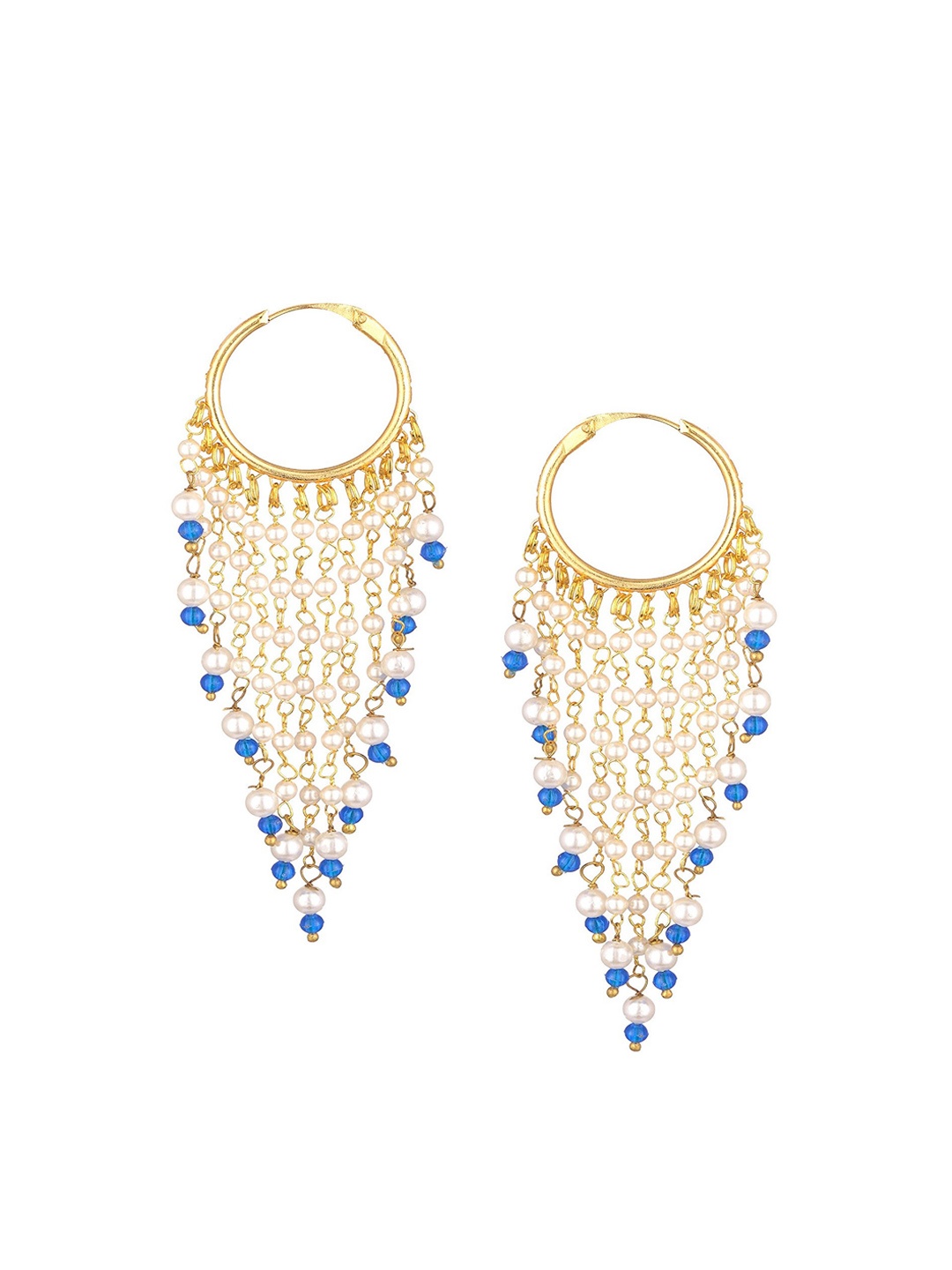 

Kshitij Jewels Gold-Toned & White Contemporary Hoop Earrings