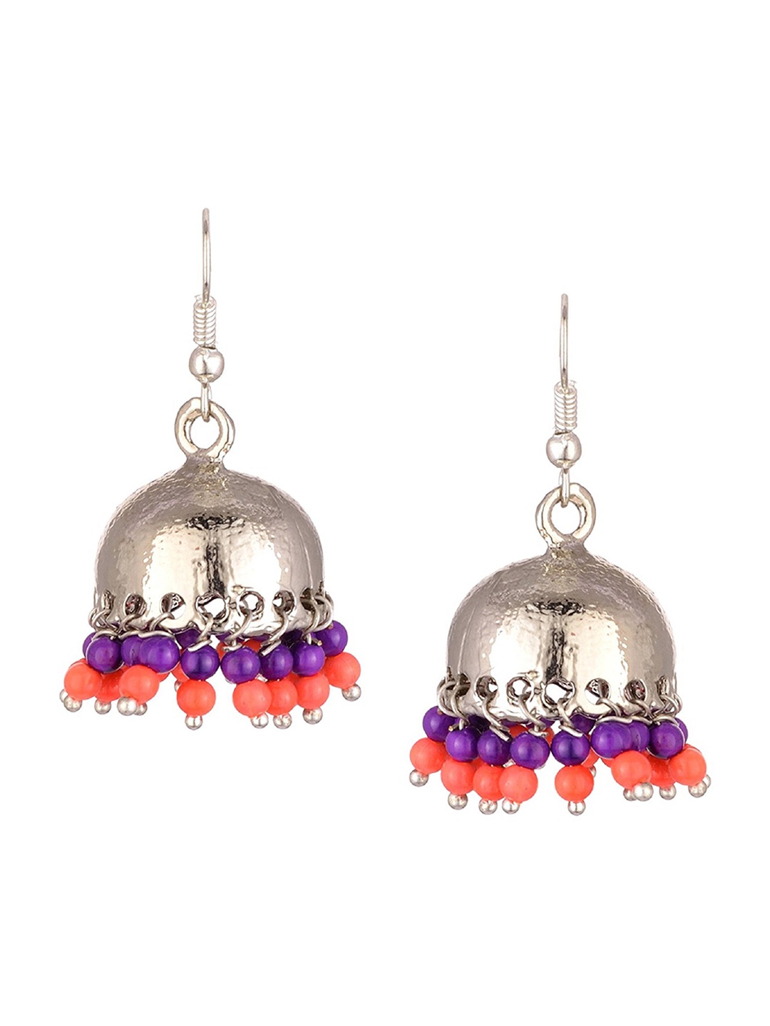 

Kshitij Jewels Women Silver-Toned Contemporary Jhumkas Earrings